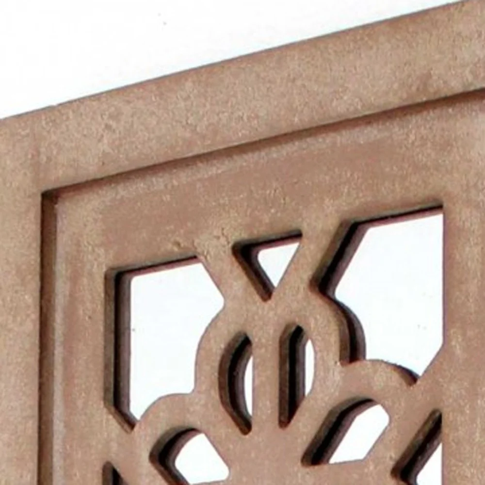 Tan Rustic Lattice Mirrors - Candle Holder Sconce Set By Homeroots - Image 5