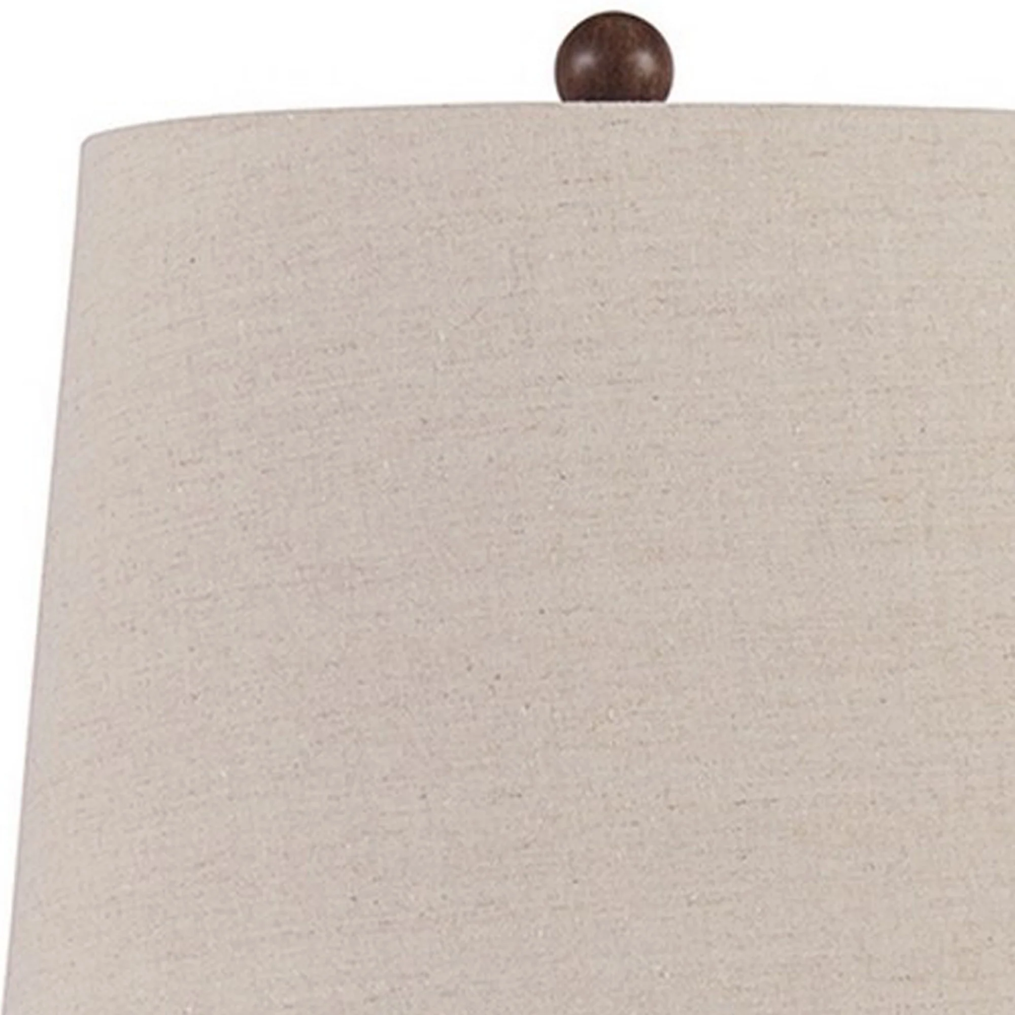 Tapered Fabric Shade Table Lamp With Turned Base Set Of 2 Gray And Brown By Benzara - Image 5
