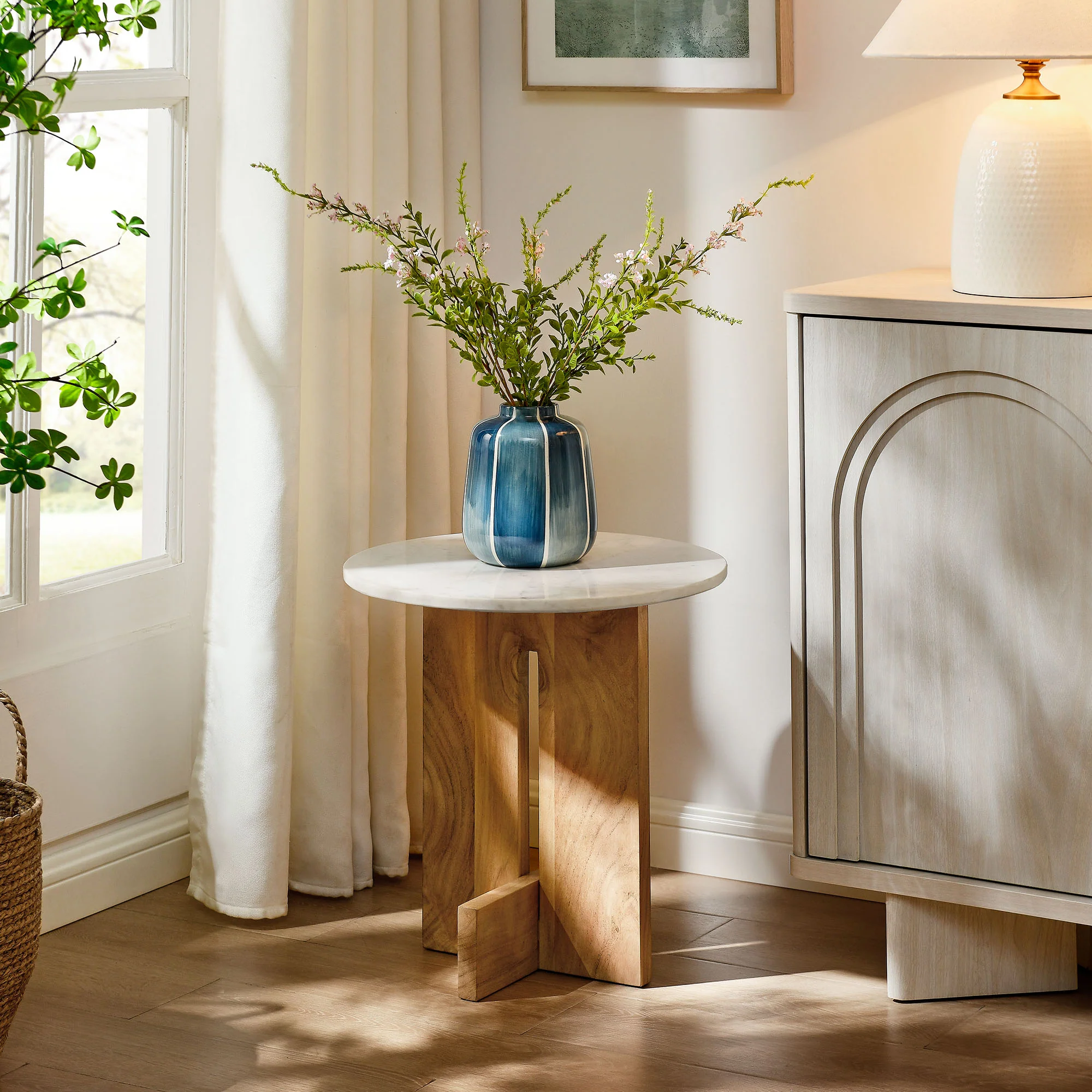 Tarin Acacia Wood and Marble Side Table by Modway - Image 7