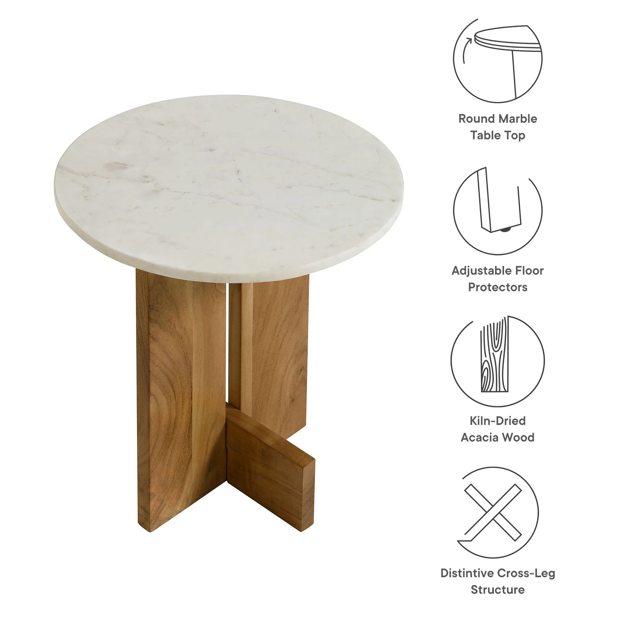 Tarin Acacia Wood and Marble Side Table by Modway - Image 8