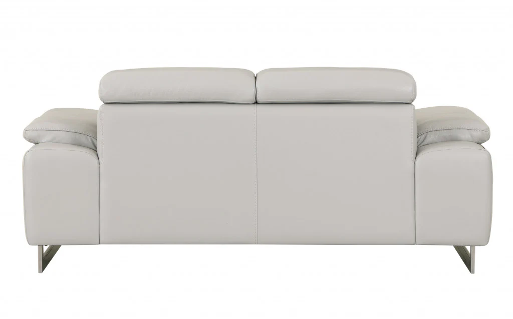 Tasteful Light Grey Genuine Italian Leather Loveseat By Homeroots - Image 2