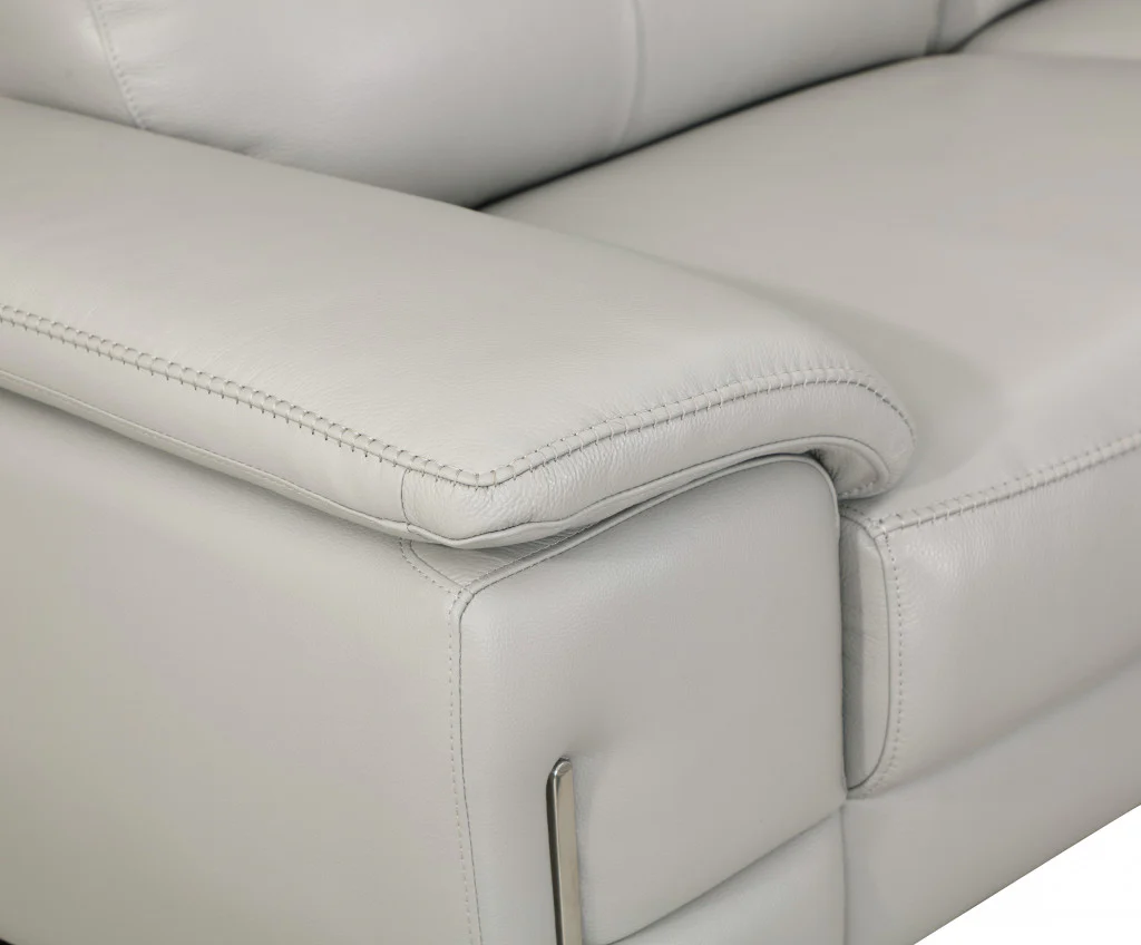 Tasteful Light Grey Genuine Italian Leather Loveseat By Homeroots - Image 6