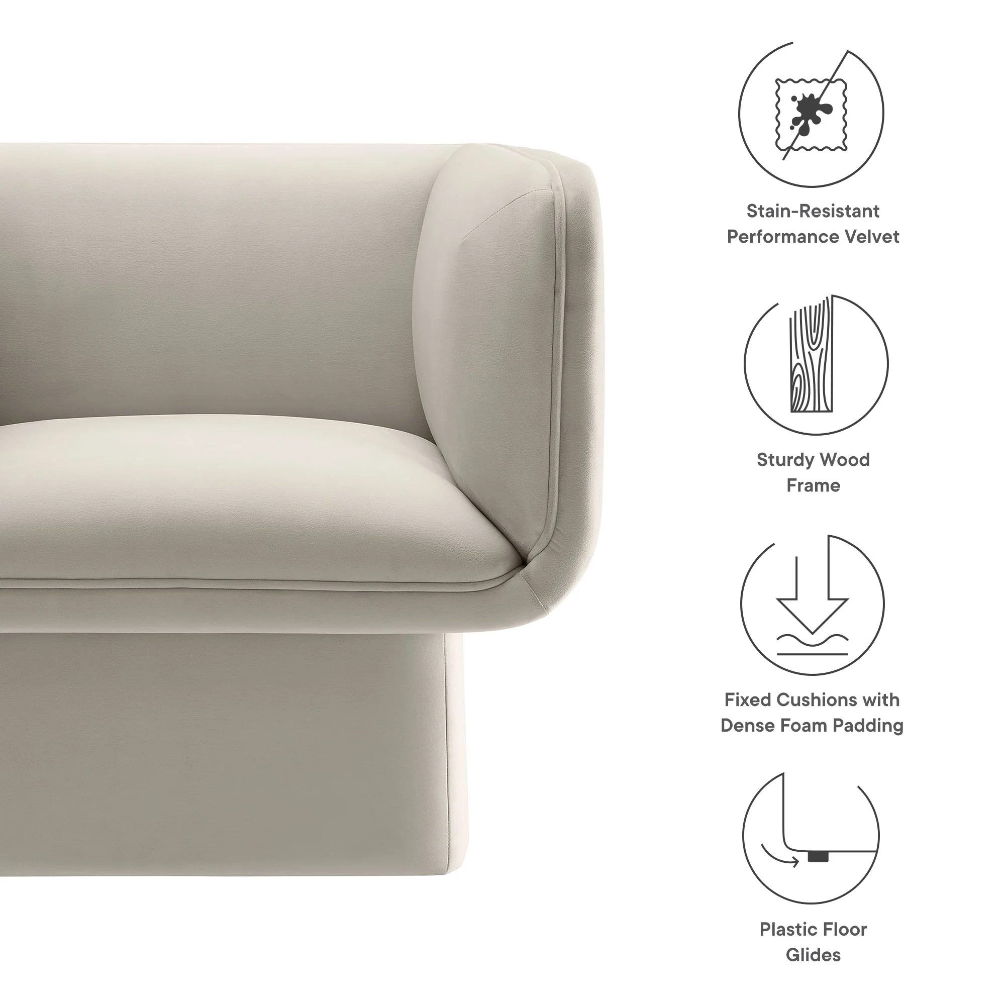 Tate Performance Velvet Accent Chair by Modway - Image 8