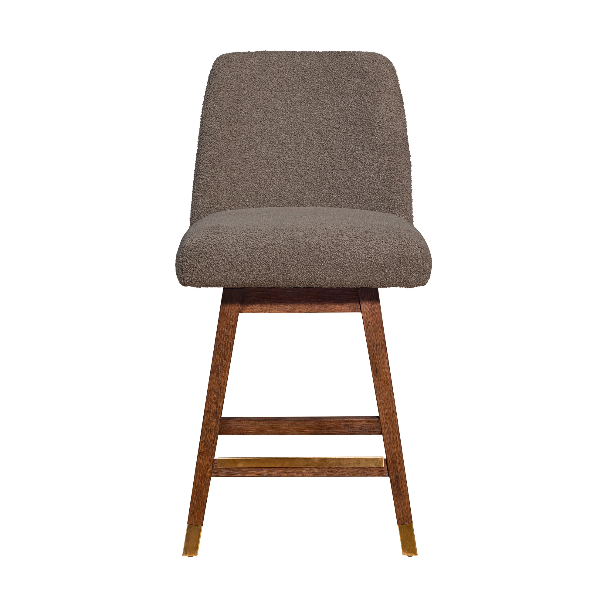 Taupe and Brown Solid Wood Counter Height Swivel Bar Chair By Homeroots - Image 3