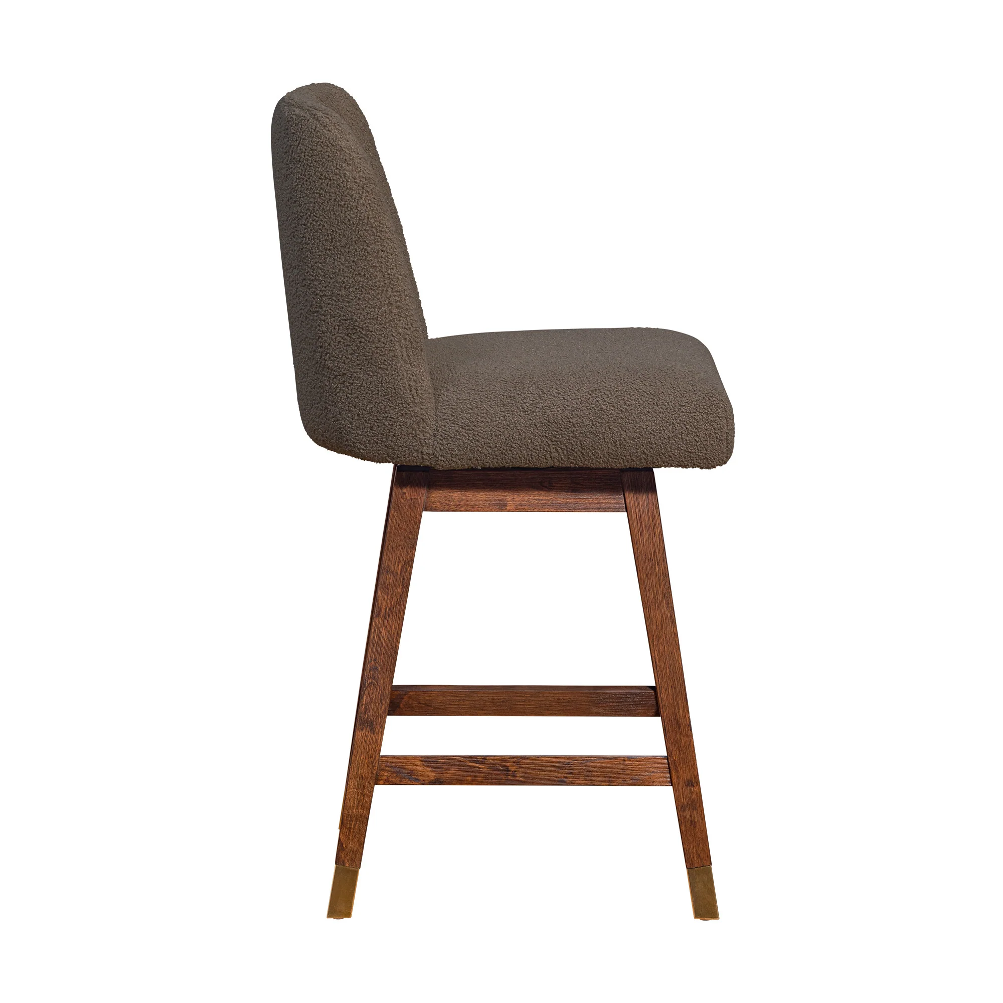 Taupe and Brown Solid Wood Counter Height Swivel Bar Chair By Homeroots - Image 4