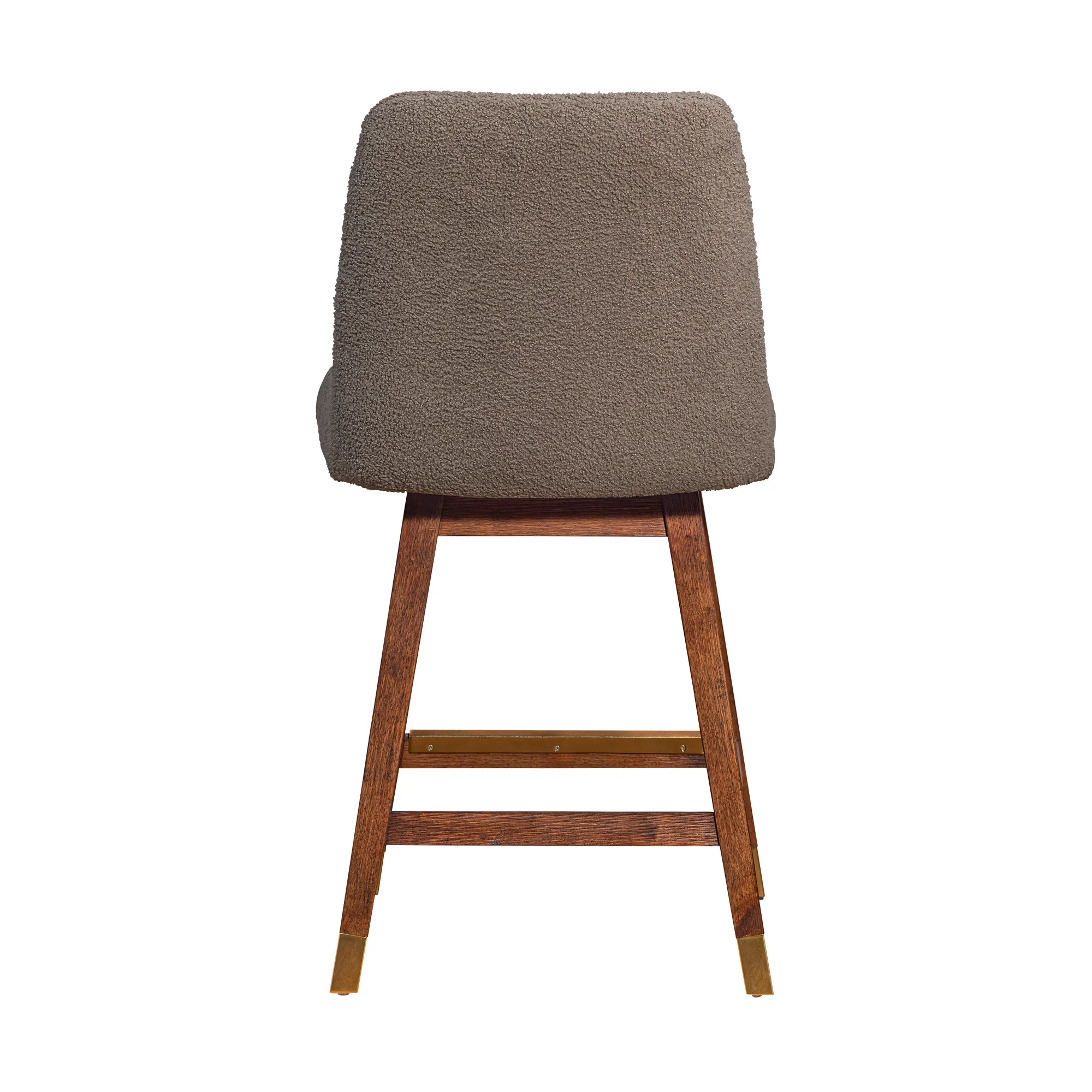 Taupe and Brown Solid Wood Counter Height Swivel Bar Chair By Homeroots - Image 5