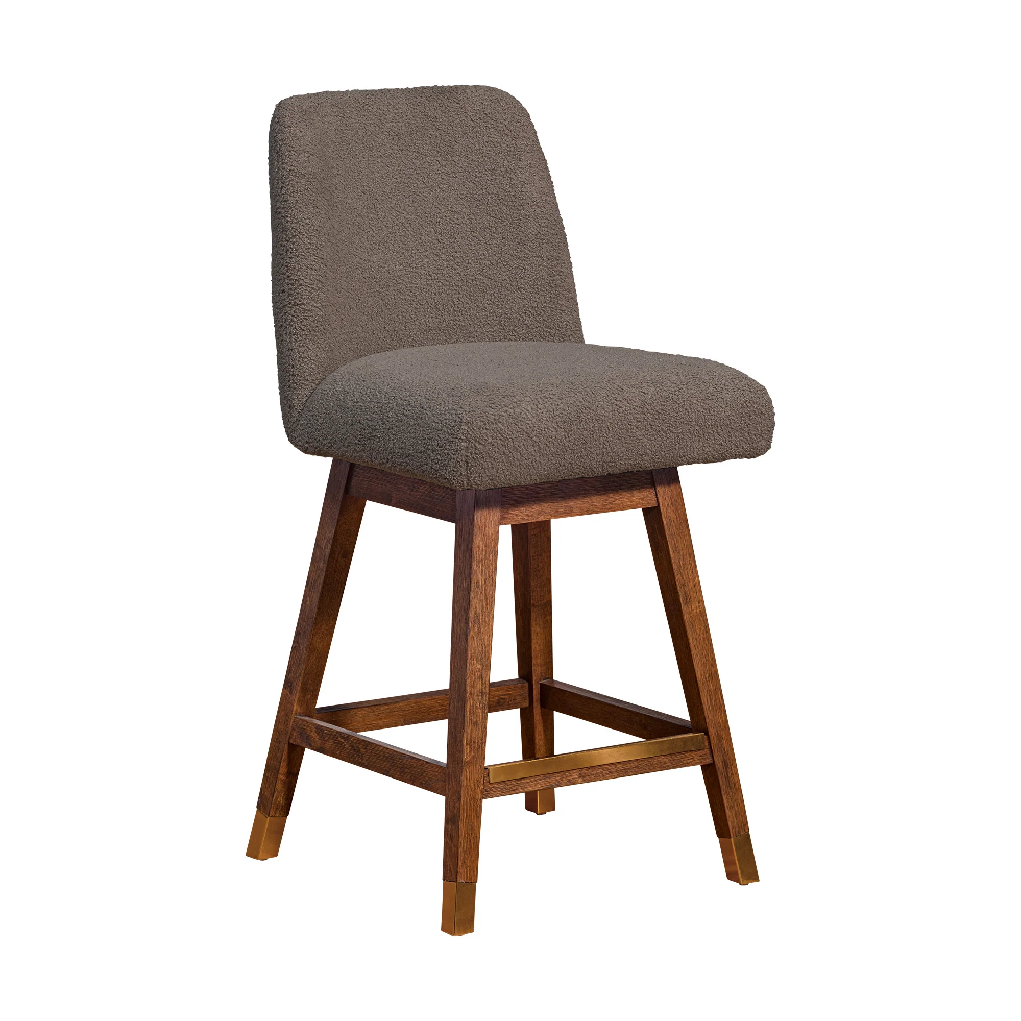 Taupe and Brown Solid Wood Counter Height Swivel Bar Chair By Homeroots - Image 6