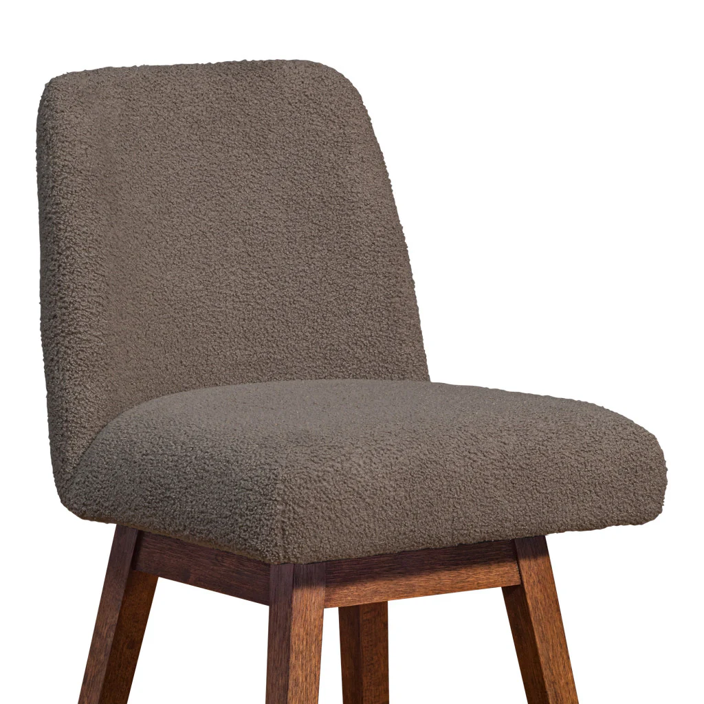 Taupe and Brown Solid Wood Counter Height Swivel Bar Chair By Homeroots - Image 8