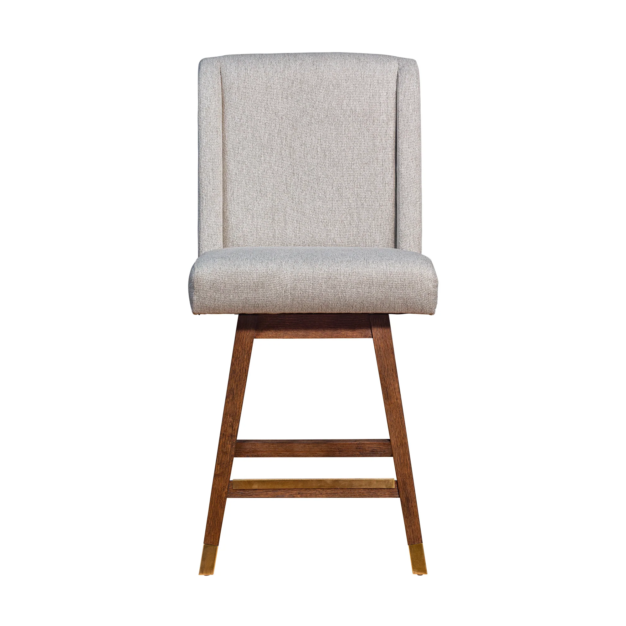 Taupe and Brown Solid Wood Swivel Bar Chair By Homeroots - Image 2