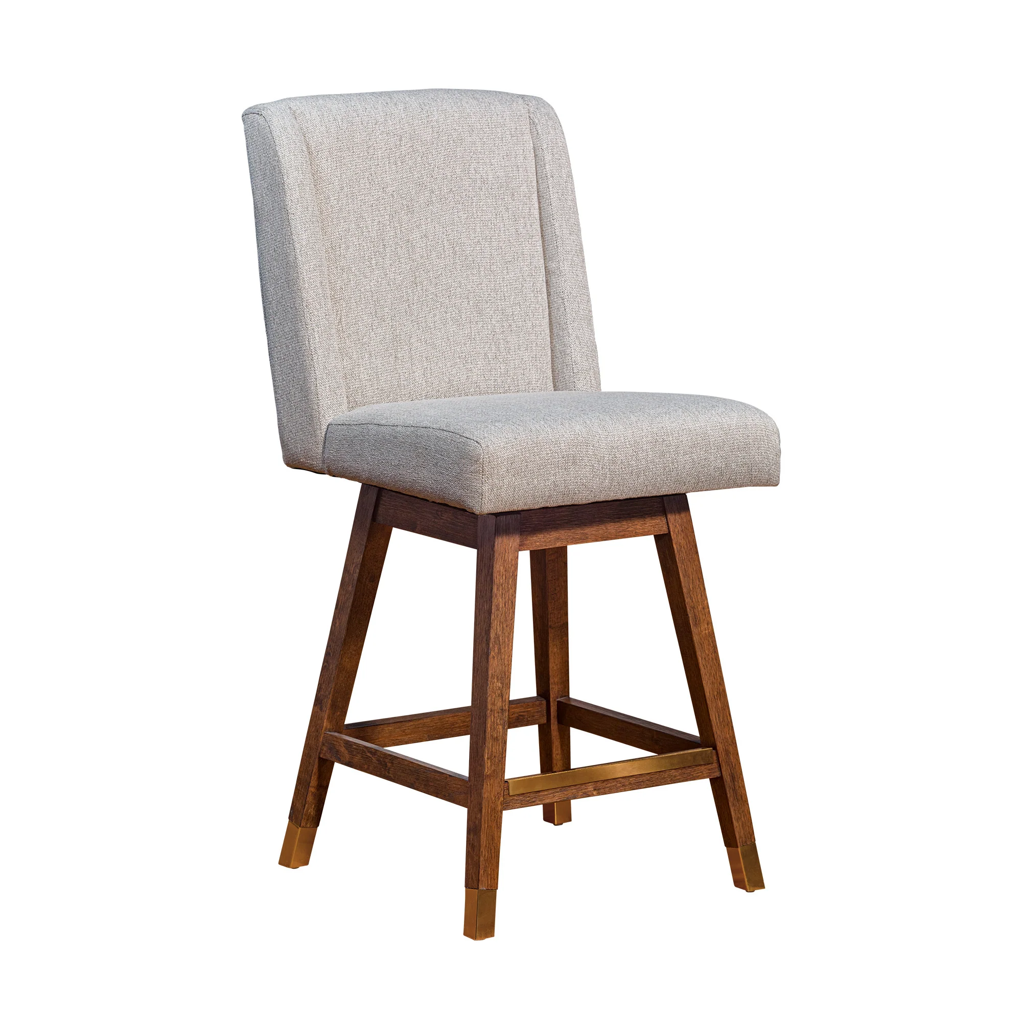 Taupe and Brown Solid Wood Swivel Bar Chair By Homeroots - Image 3