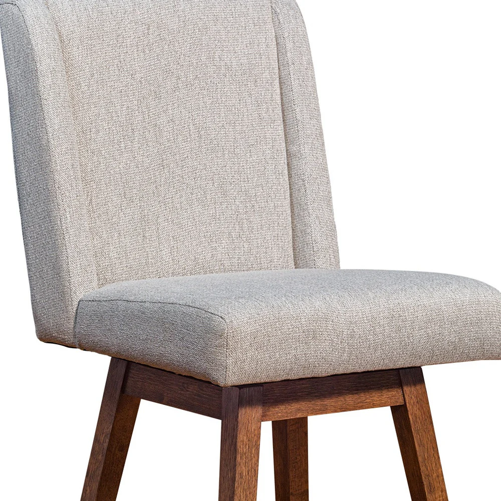 Taupe and Brown Solid Wood Swivel Bar Chair By Homeroots - Image 7
