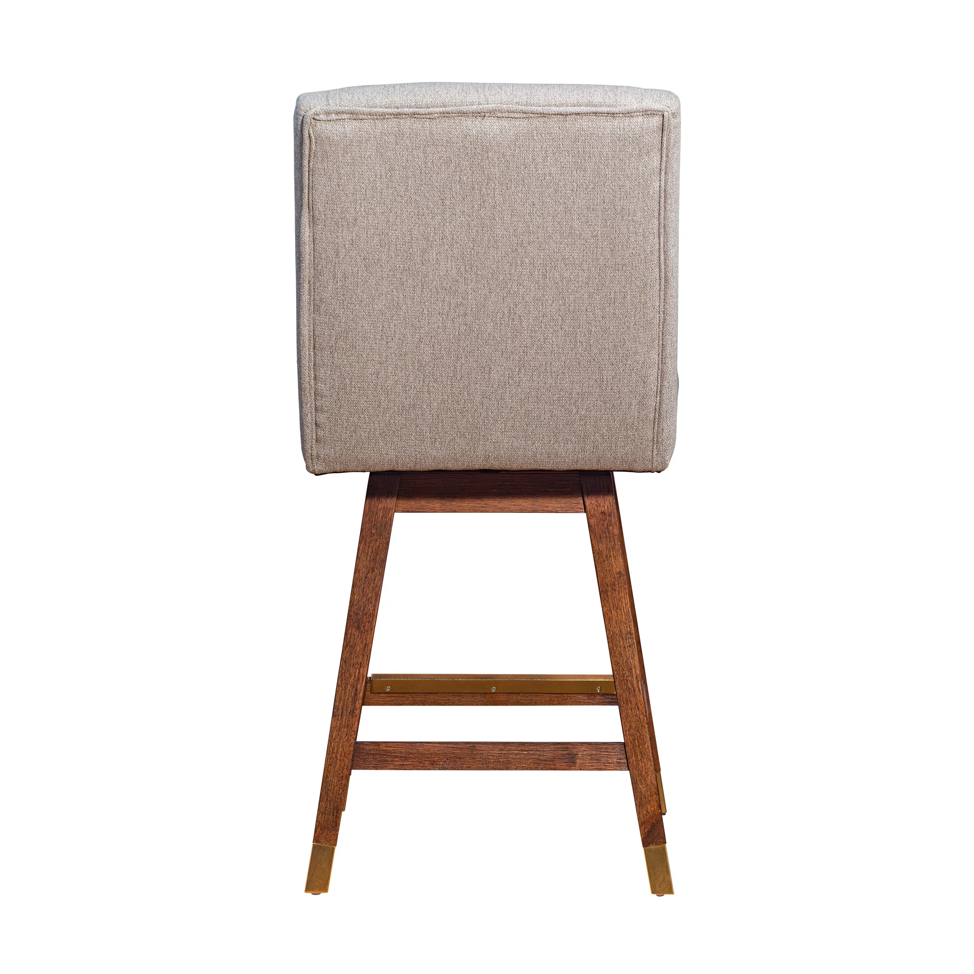 Taupe and Brown Solid Wood Swivel Bar Chair By Homeroots - Image 8