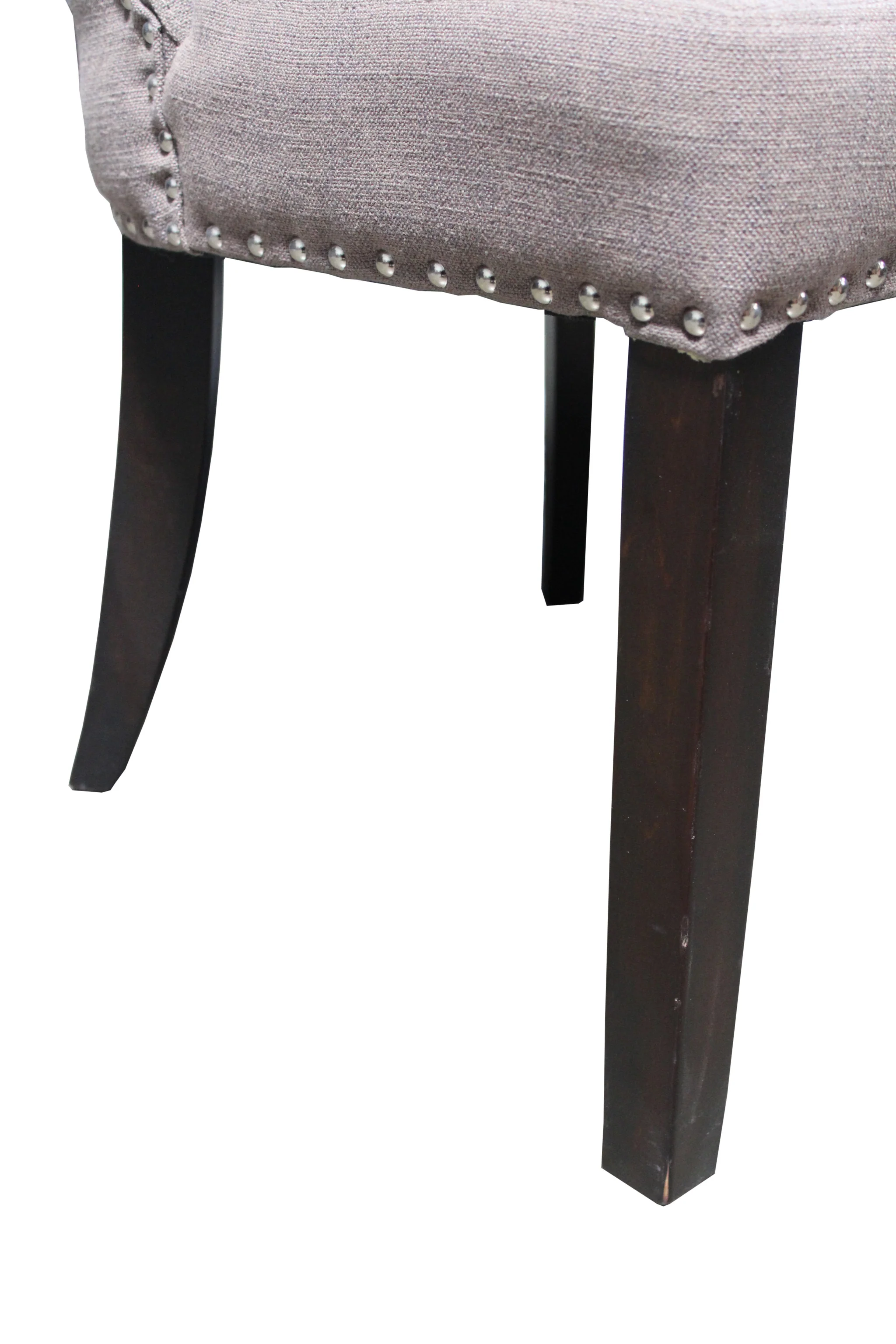 Taupe And Dark Brown Linen Tufted Side Chair By Homeroots - Image 4