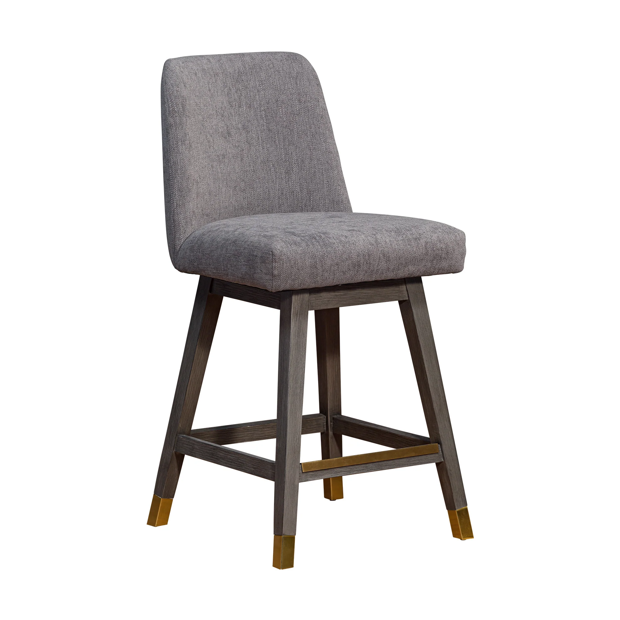 Taupe and Gray Solid Wood Counter Height Swivel Bar Chair By Homeroots - Image 2