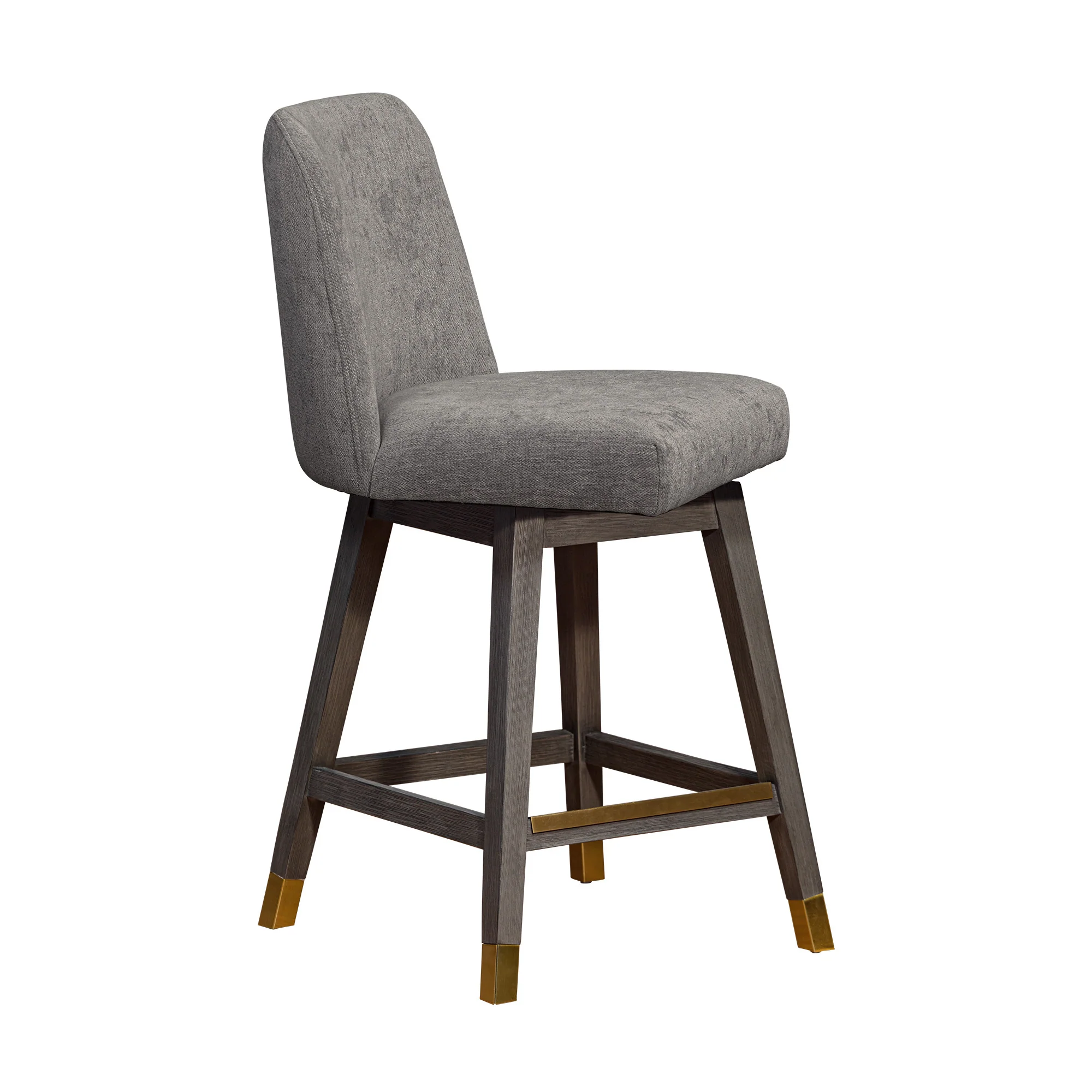 Taupe and Gray Solid Wood Counter Height Swivel Bar Chair By Homeroots - Image 3