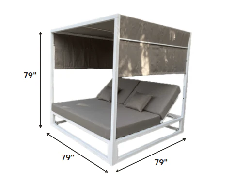 Taupe Fabric or Aluminum Love Seat By Homeroots - Image 2