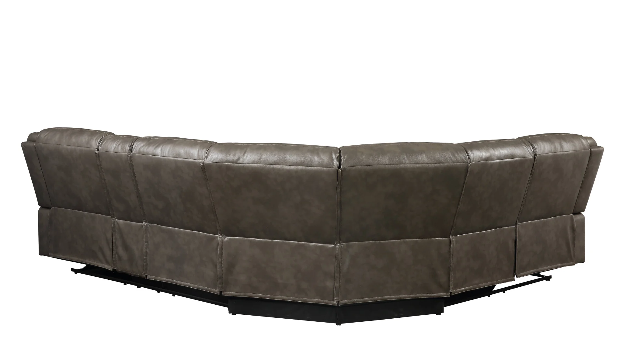 Taupe Faux Leather Reclining L Shaped Six Piece Corner Sectional With Console By Homeroots - Image 3