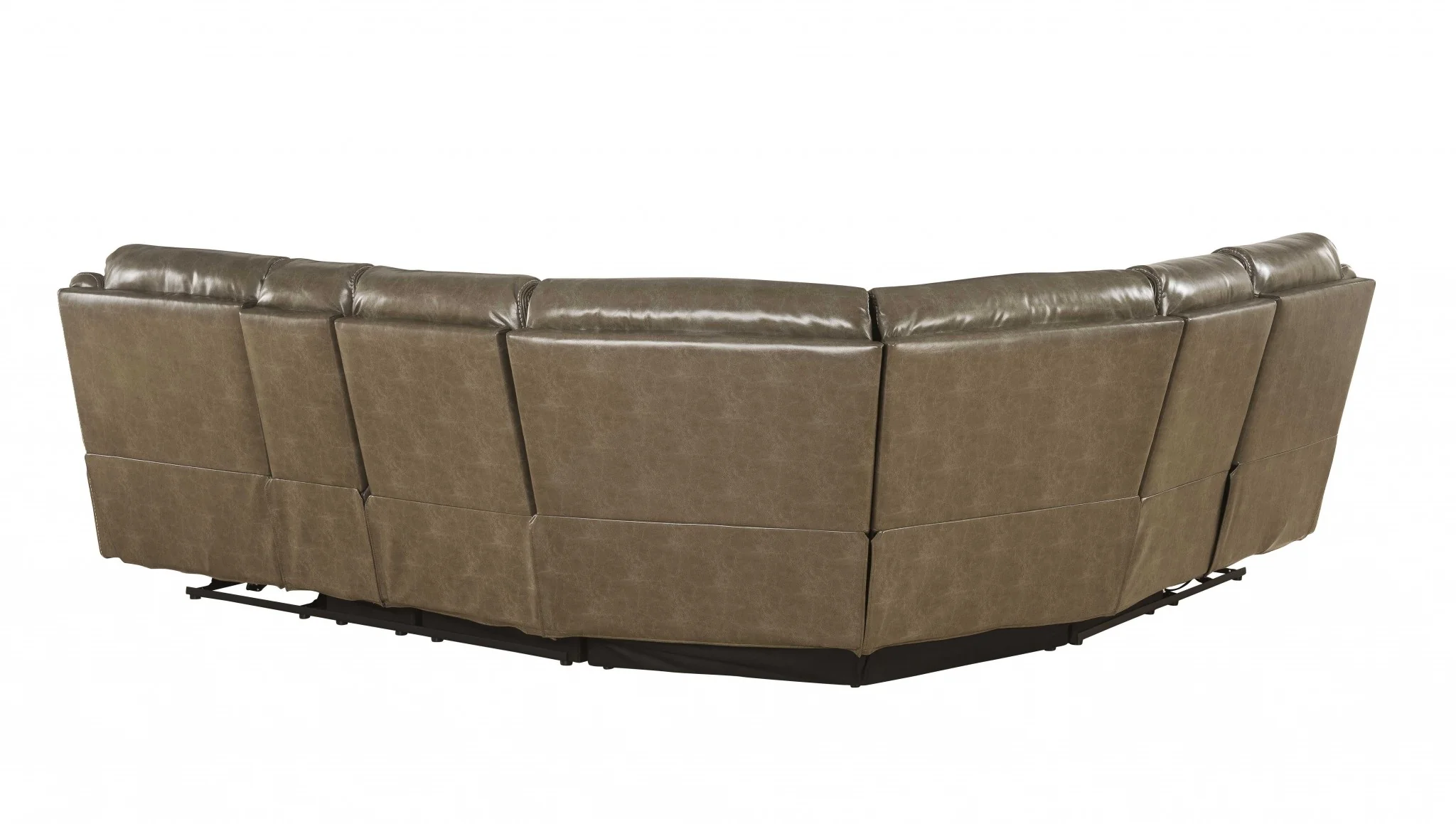 Taupe Leather-Gel Upholstery Metal Reclining Mechanism Sectional Sofa (Power Motion) By Homeroots - Image 2