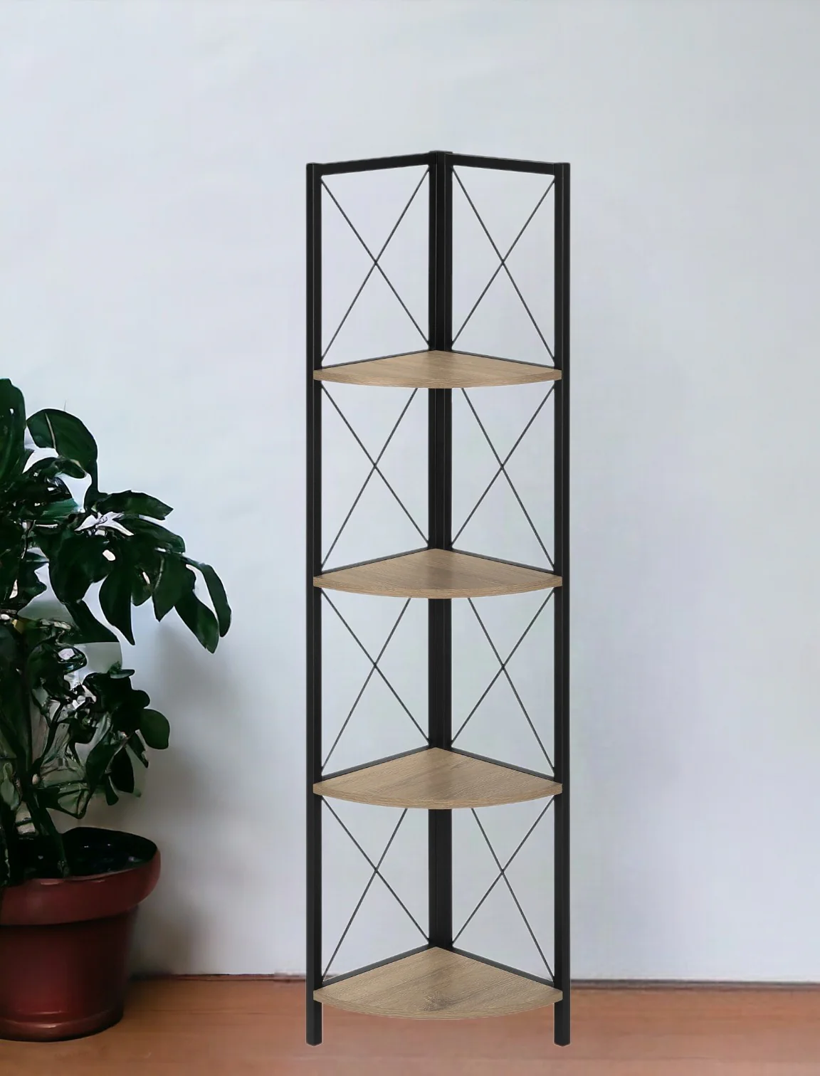 Taupe Metal Corner Bookcase By Homeroots - Image 2