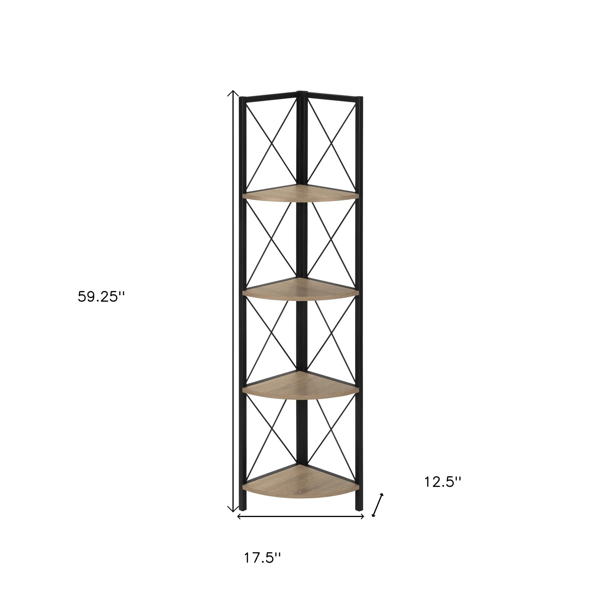 Taupe Metal Corner Bookcase By Homeroots - Image 6