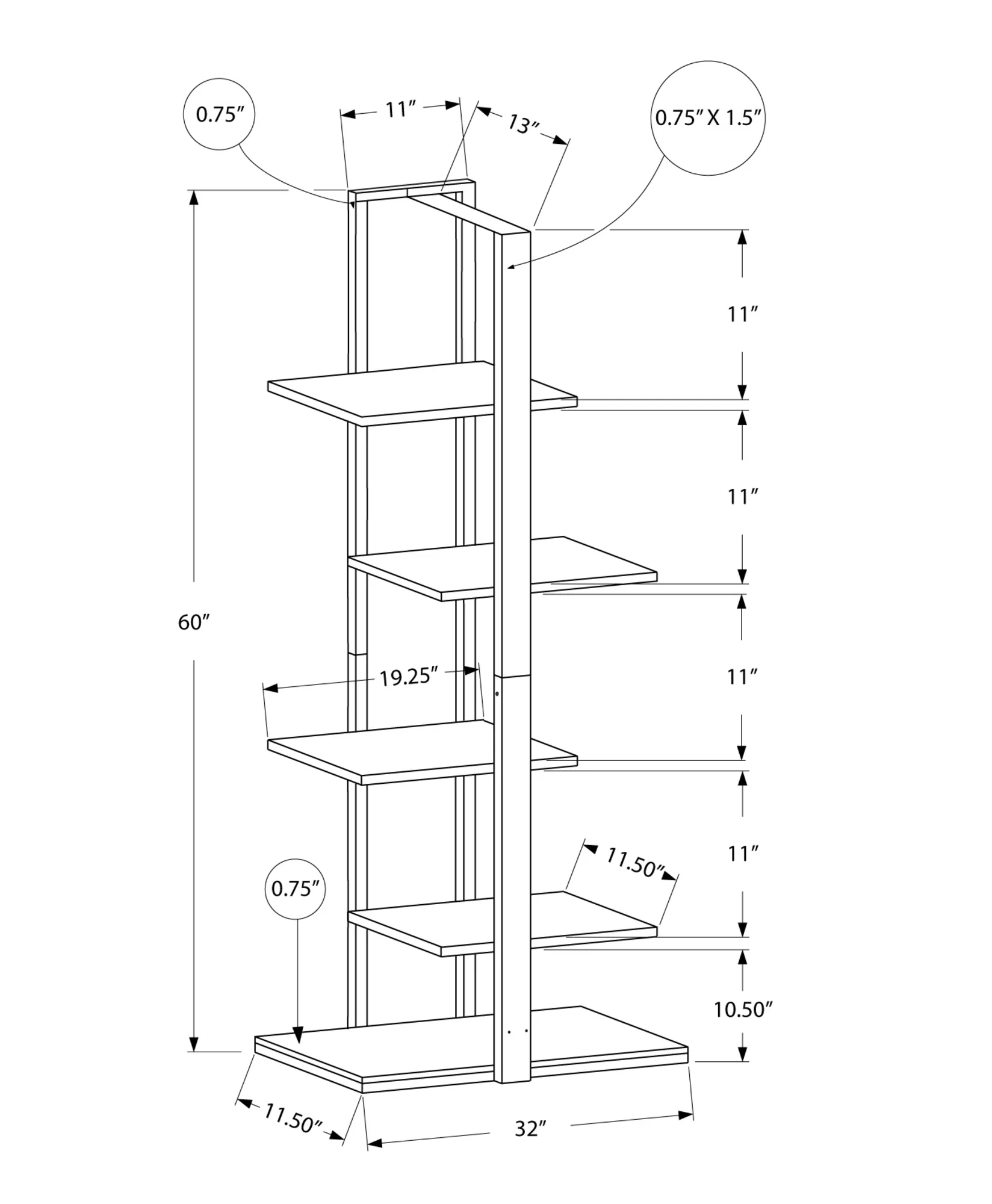 Taupe Metal Five Tier Etagere Bookcase By Homeroots - Image 6