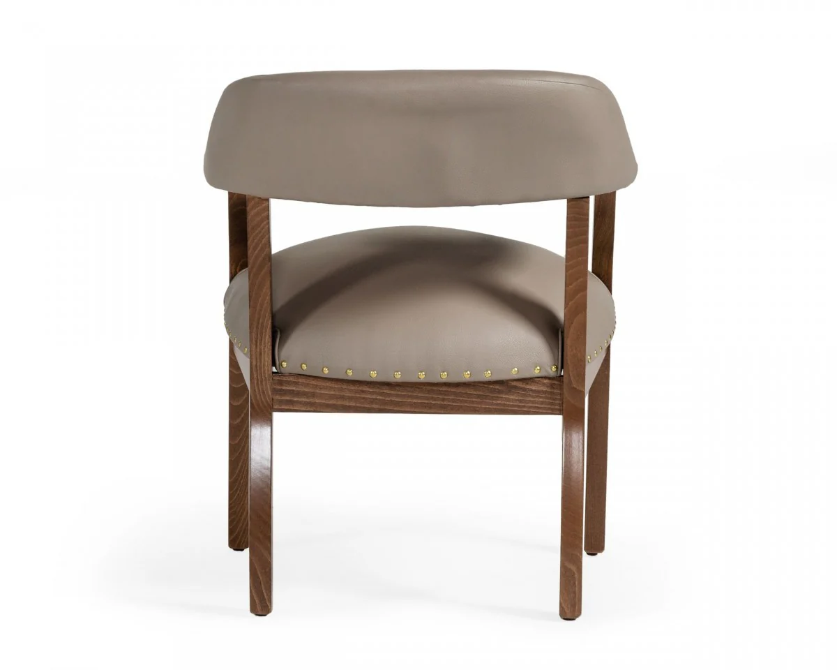 Taupe Nailhead Faux Leather Dining Arm Chair By Homeroots - Image 4