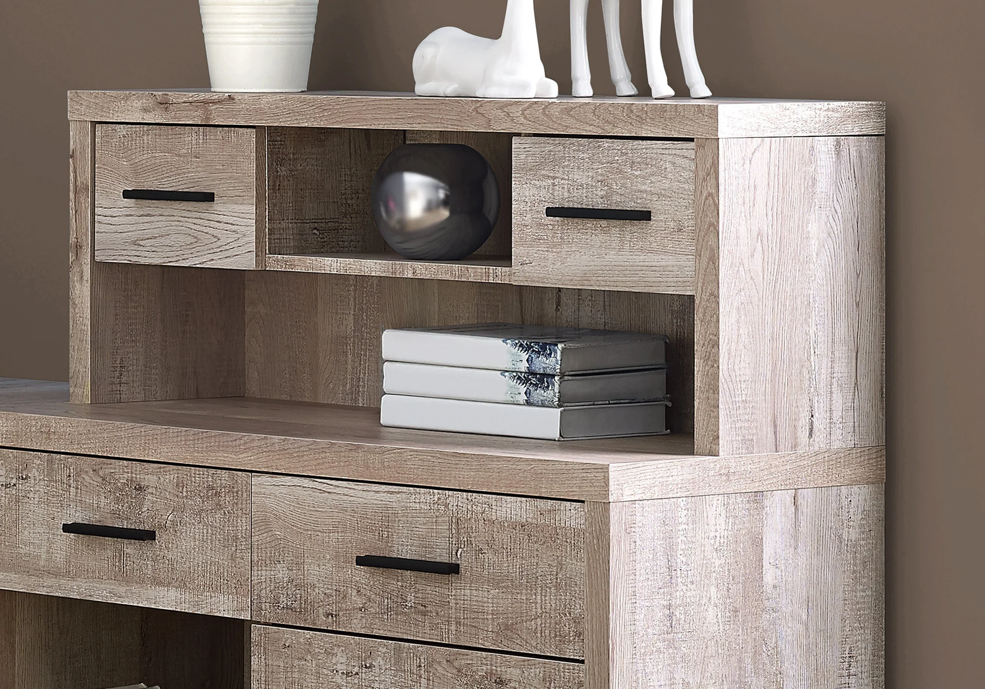 Taupe Particle Board Hollow Core Computer Desk By Homeroots - Image 3