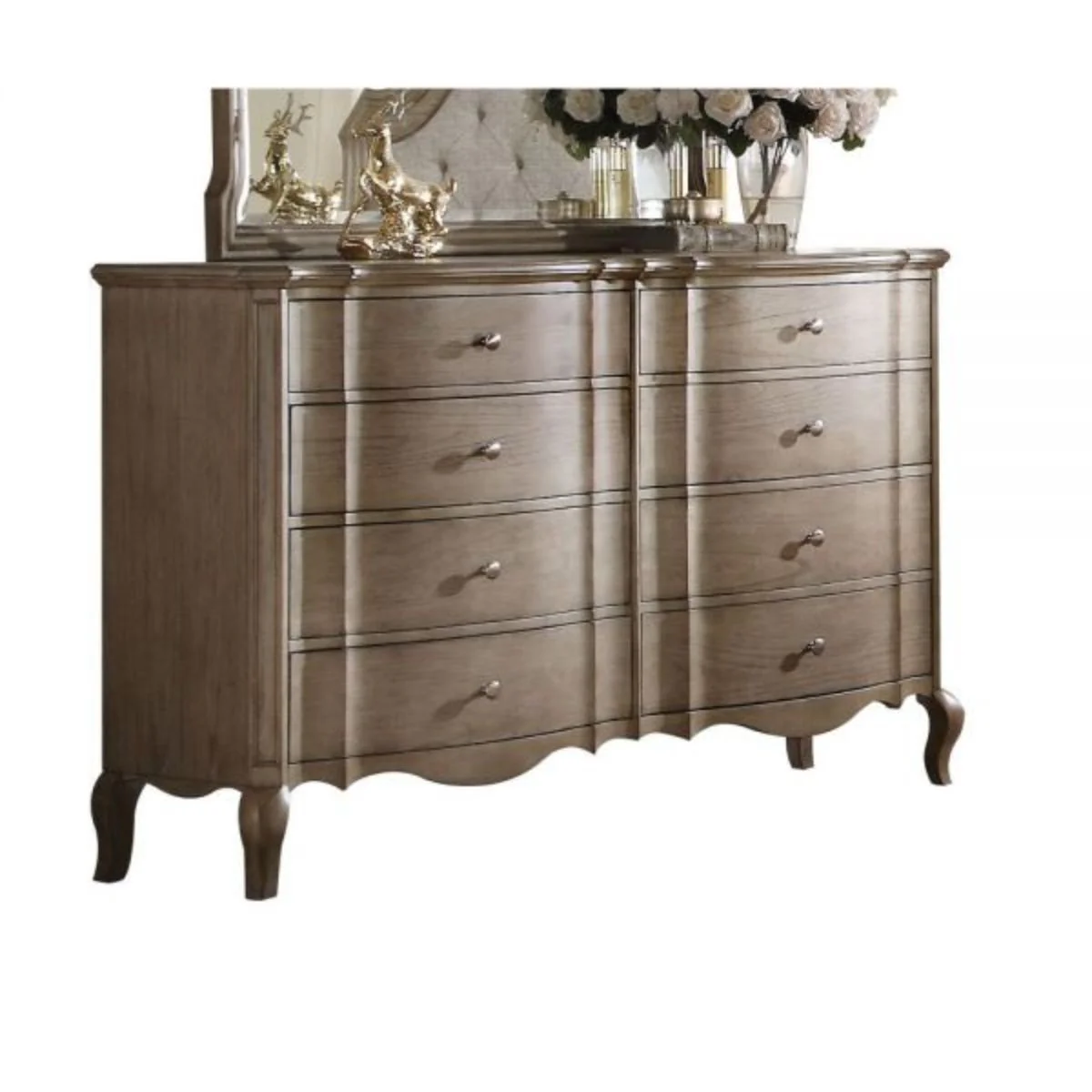 Taupe Solid and Manufactured Wood Eight Drawer Double Dresser By Homeroots - Image 2