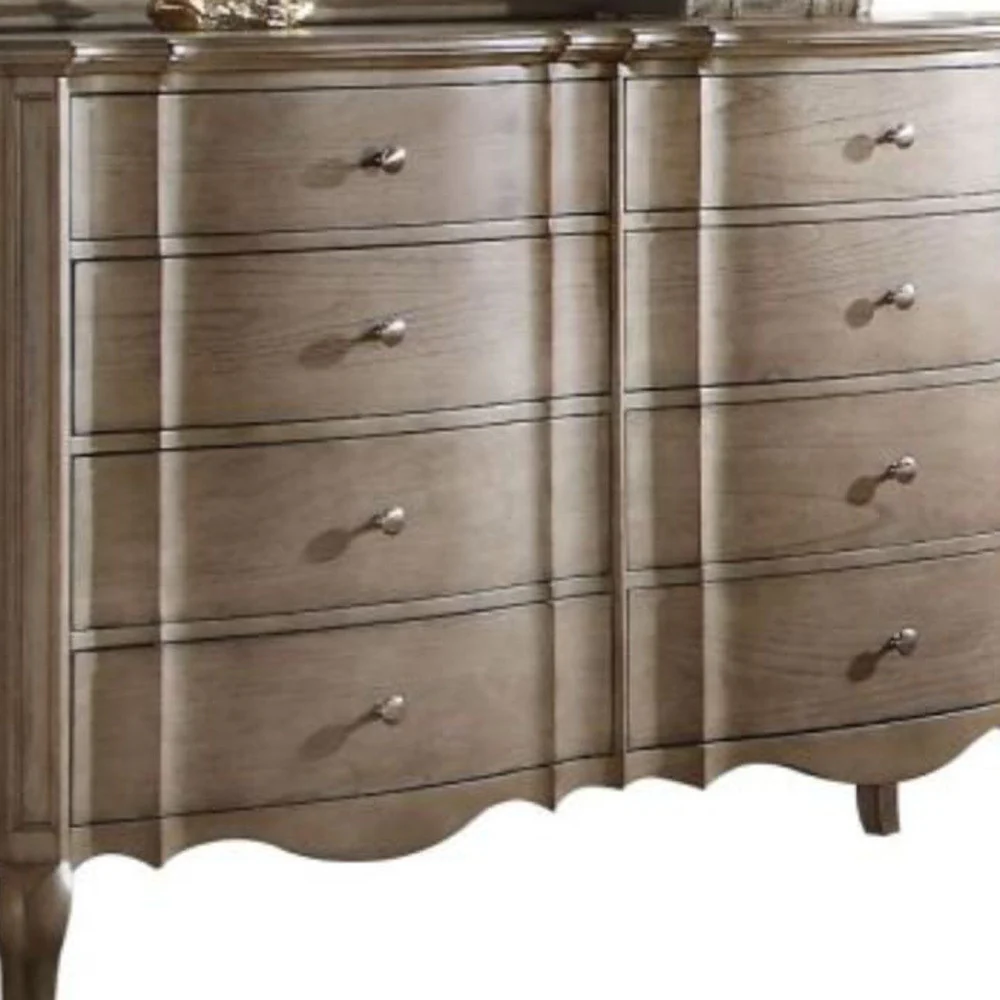 Taupe Solid and Manufactured Wood Eight Drawer Double Dresser By Homeroots - Image 4