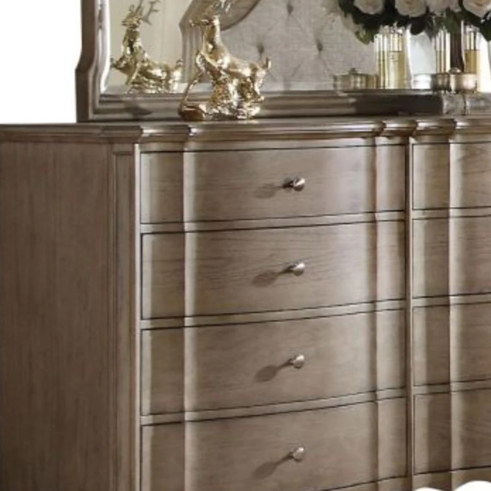 Taupe Solid and Manufactured Wood Eight Drawer Double Dresser By Homeroots - Image 5