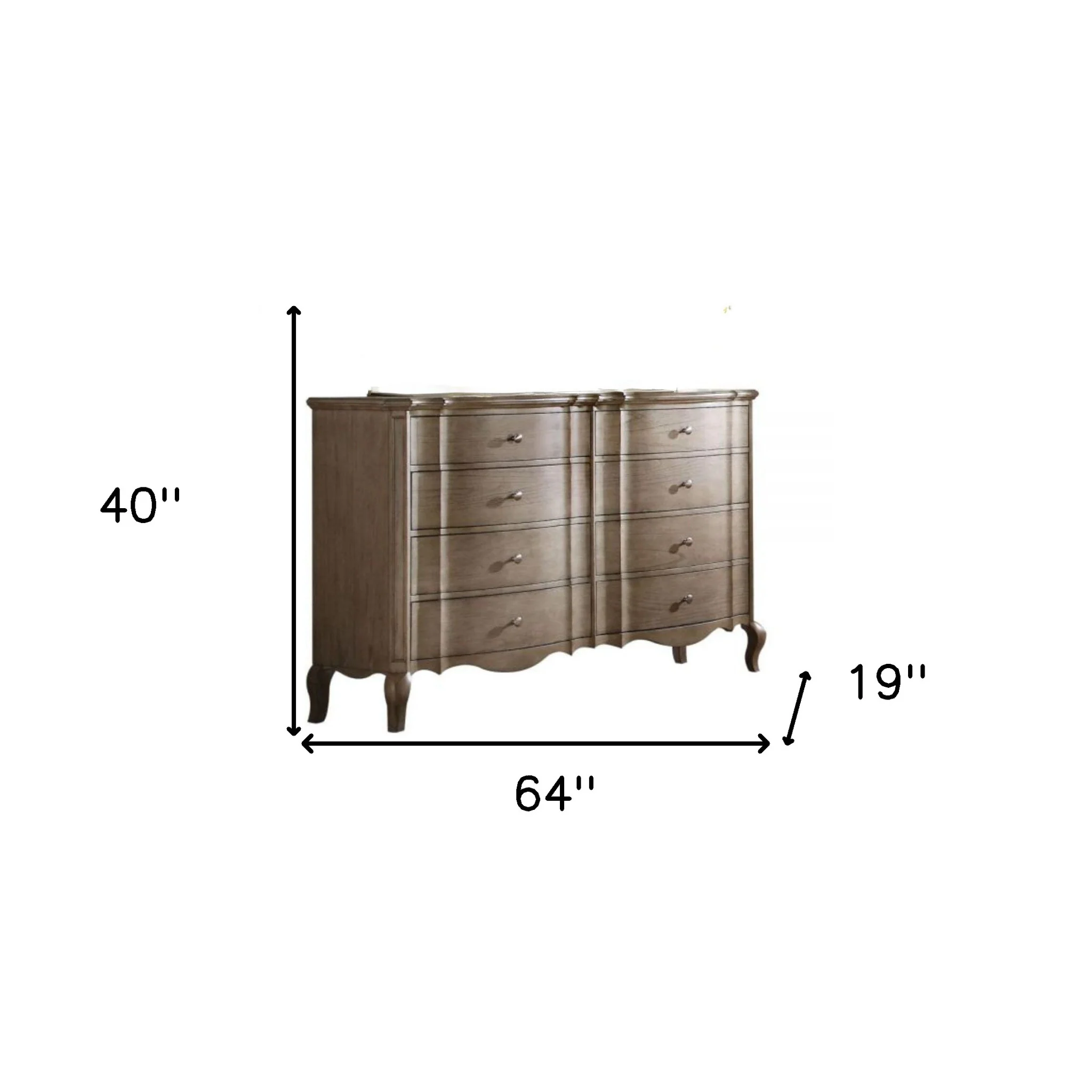 Taupe Solid and Manufactured Wood Eight Drawer Double Dresser By Homeroots - Image 6