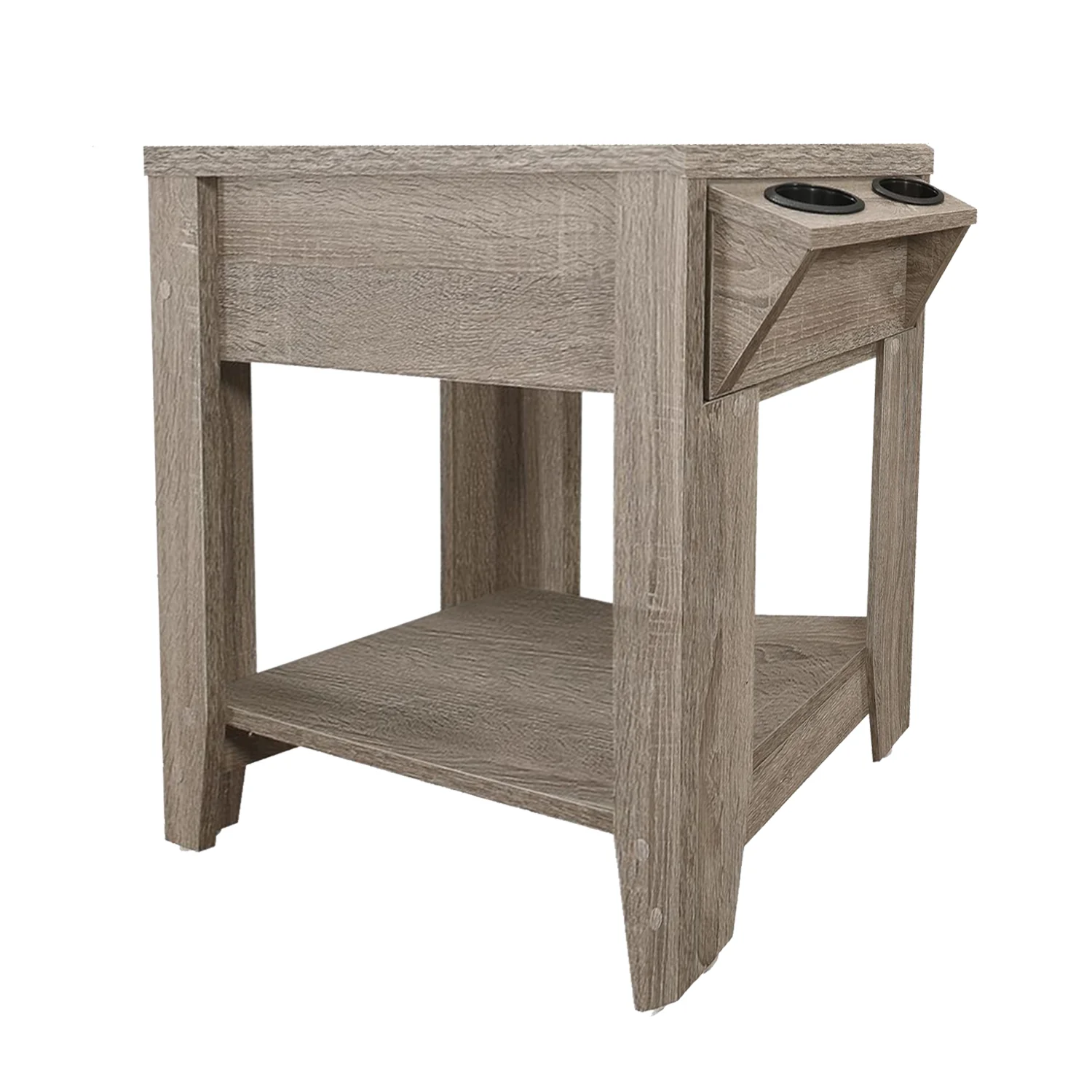 Taupe Wood End Table With Shelf By Homeroots - Image 5