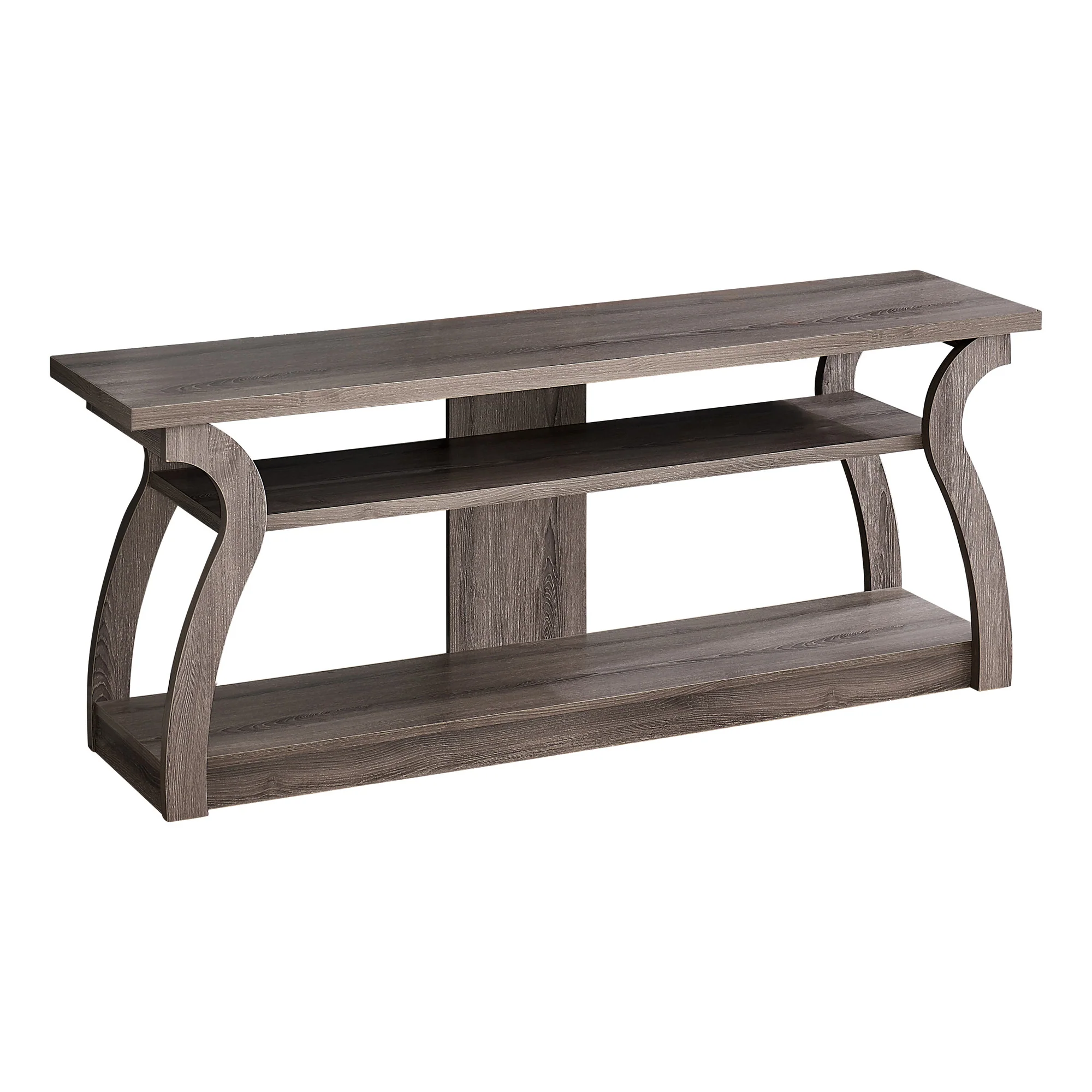 Taupe Wood Open Shelving TV Stand By Homeroots - Image 2