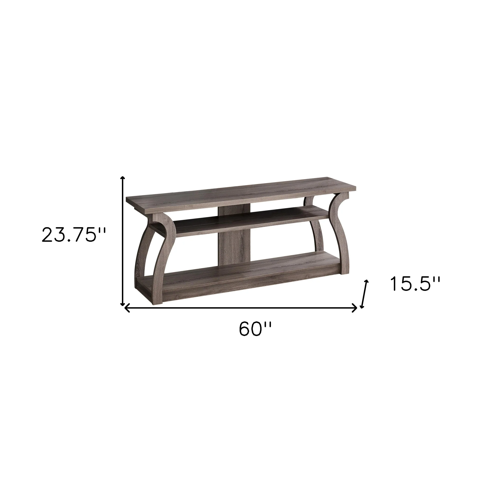 Taupe Wood Open Shelving TV Stand By Homeroots - Image 5