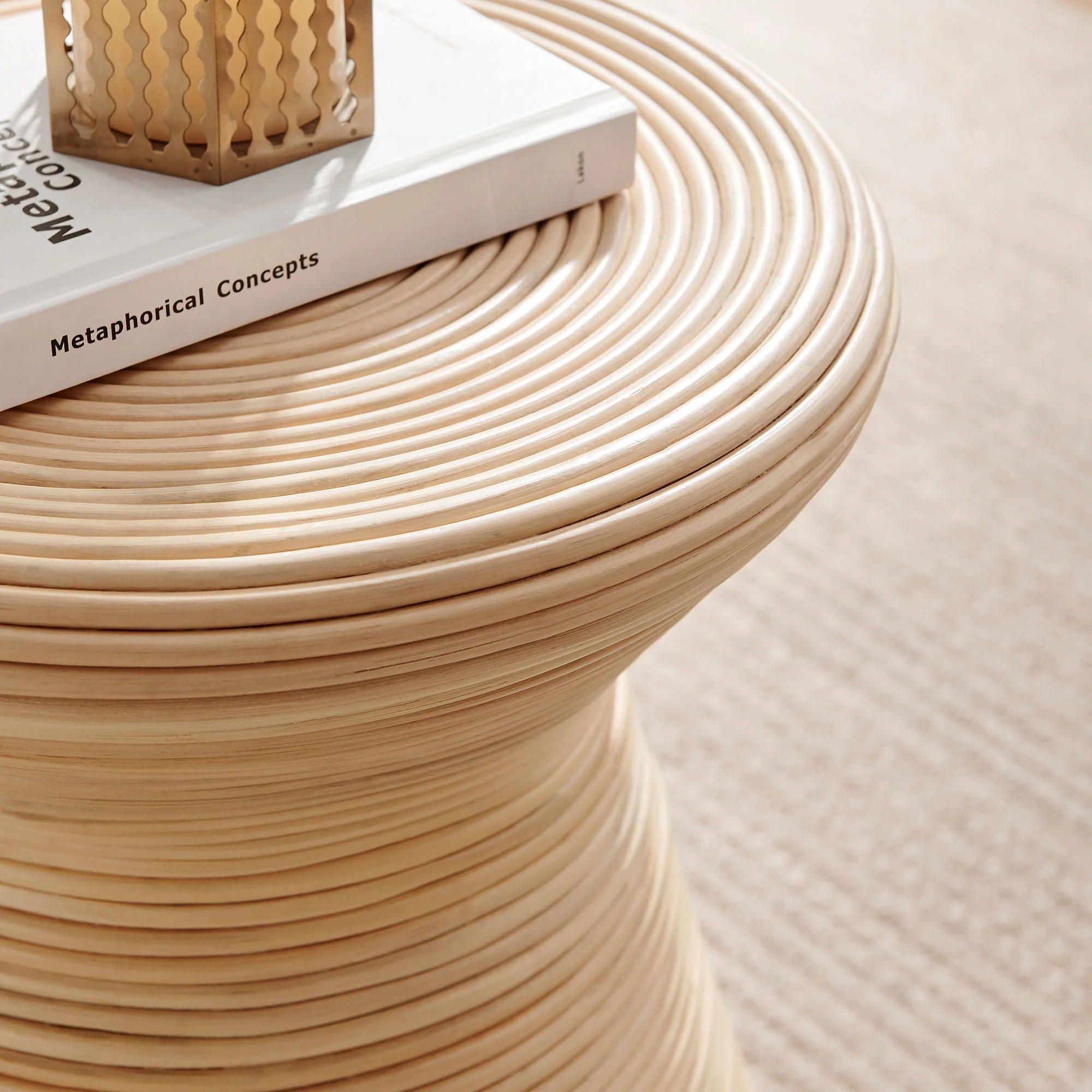 Tavi Hourglass Natural Rattan Round Side Table by Modway - Image 6