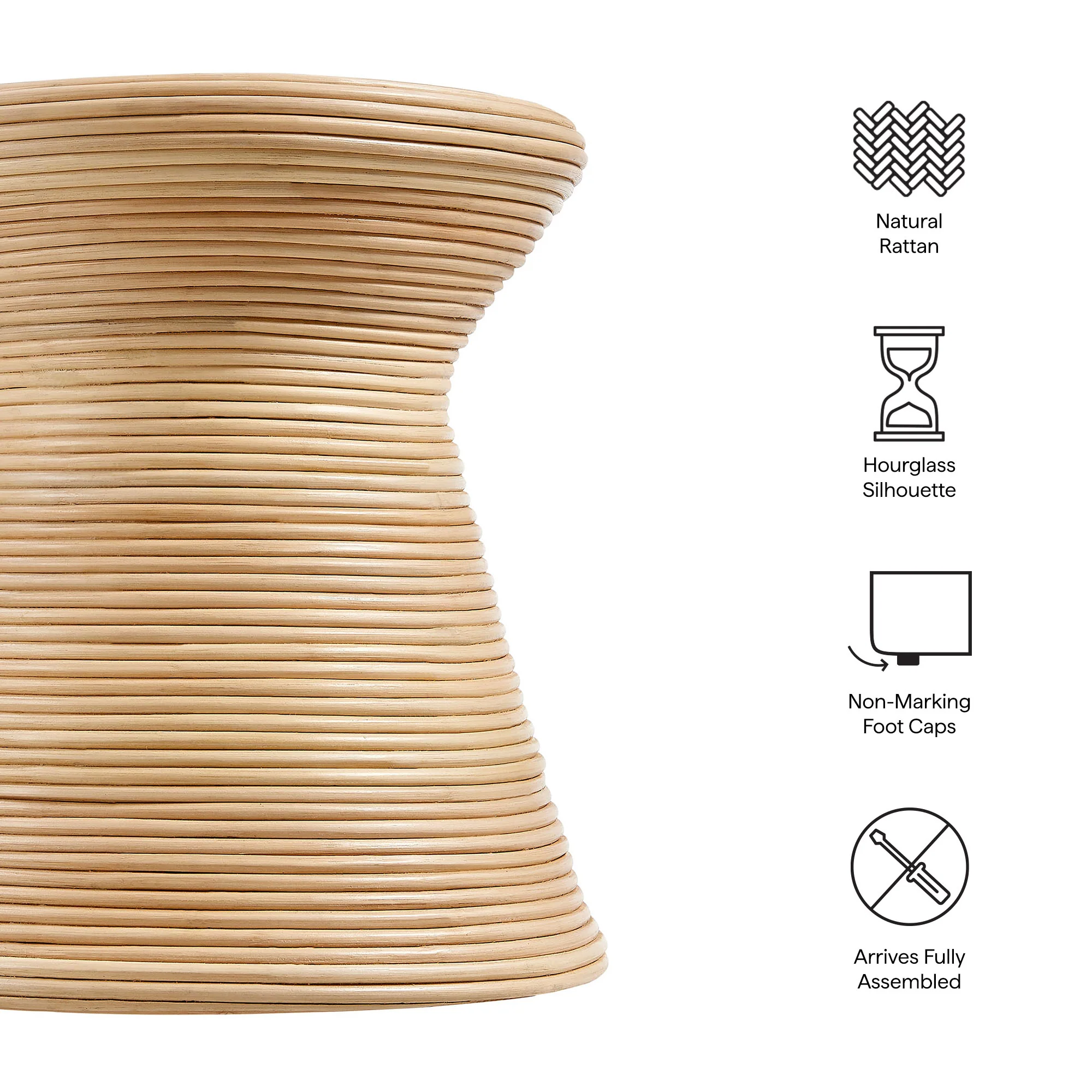 Tavi Hourglass Natural Rattan Round Side Table by Modway - Image 7