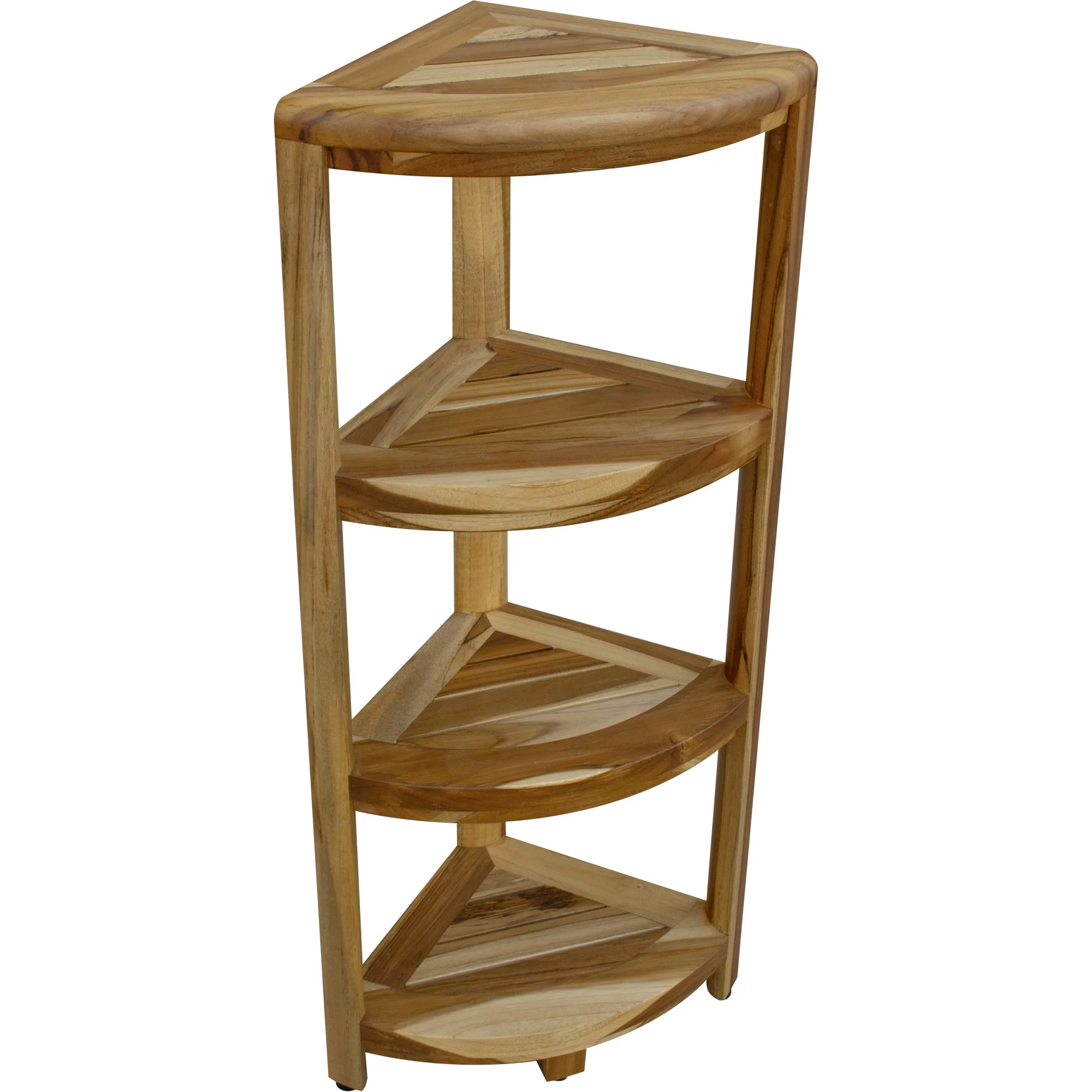 Teak Four Tier Corner Shelf in Natural Finish By Homeroots - Image 2