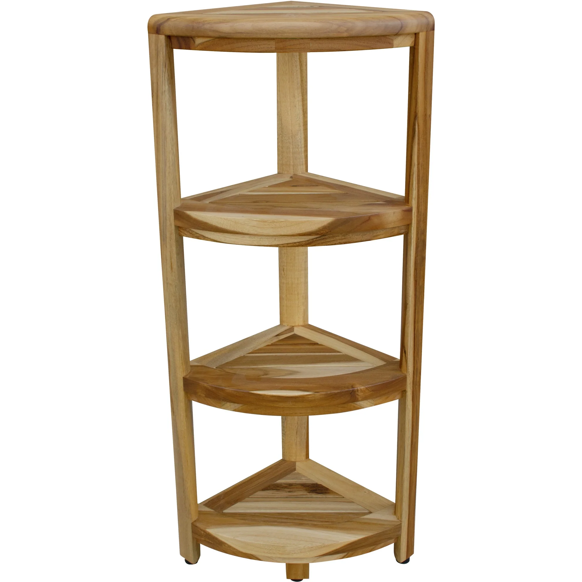 Teak Four Tier Corner Shelf in Natural Finish By Homeroots - Image 3