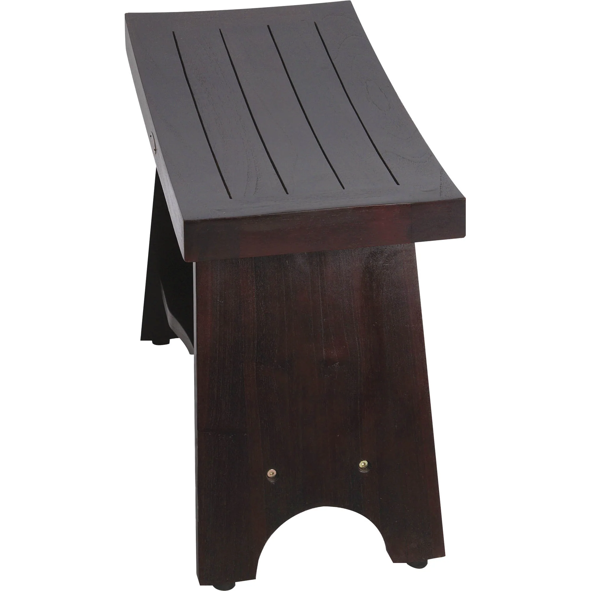 Teak Rectangular Shower Bench with Shelf in Brown Finish By Homeroots - Image 2