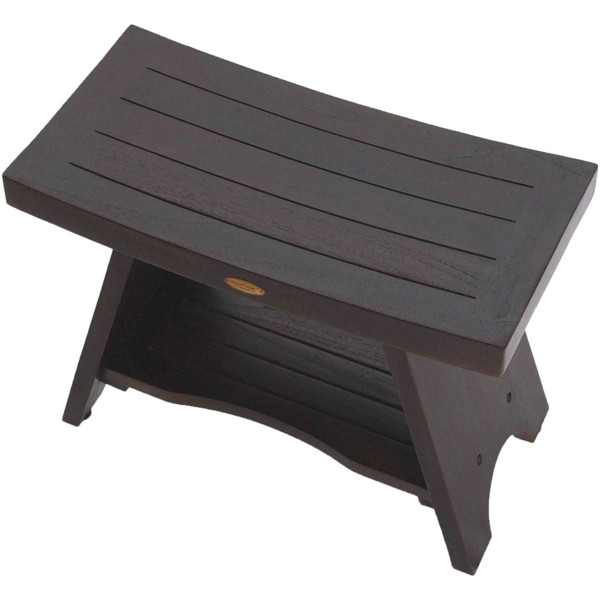 Teak Rectangular Shower Bench with Shelf in Brown Finish By Homeroots - Image 3