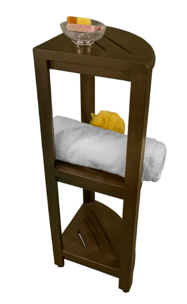 Teak Three Tier Corner Corner Shower Shelf in Brown Finish By Homeroots - Image 3