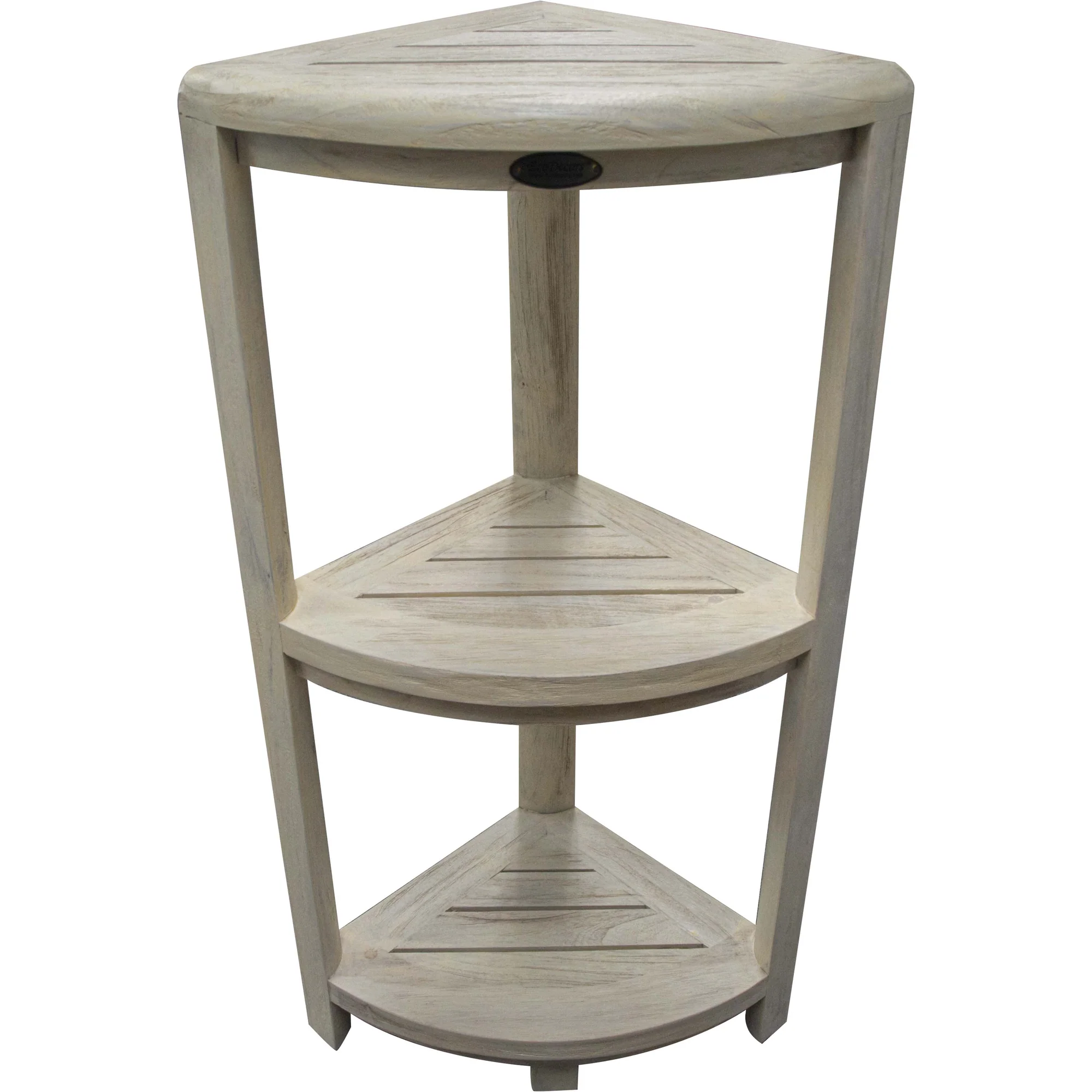 Teak Three Tier Corner Shower Shelf in White Finish By Homeroots - Image 4
