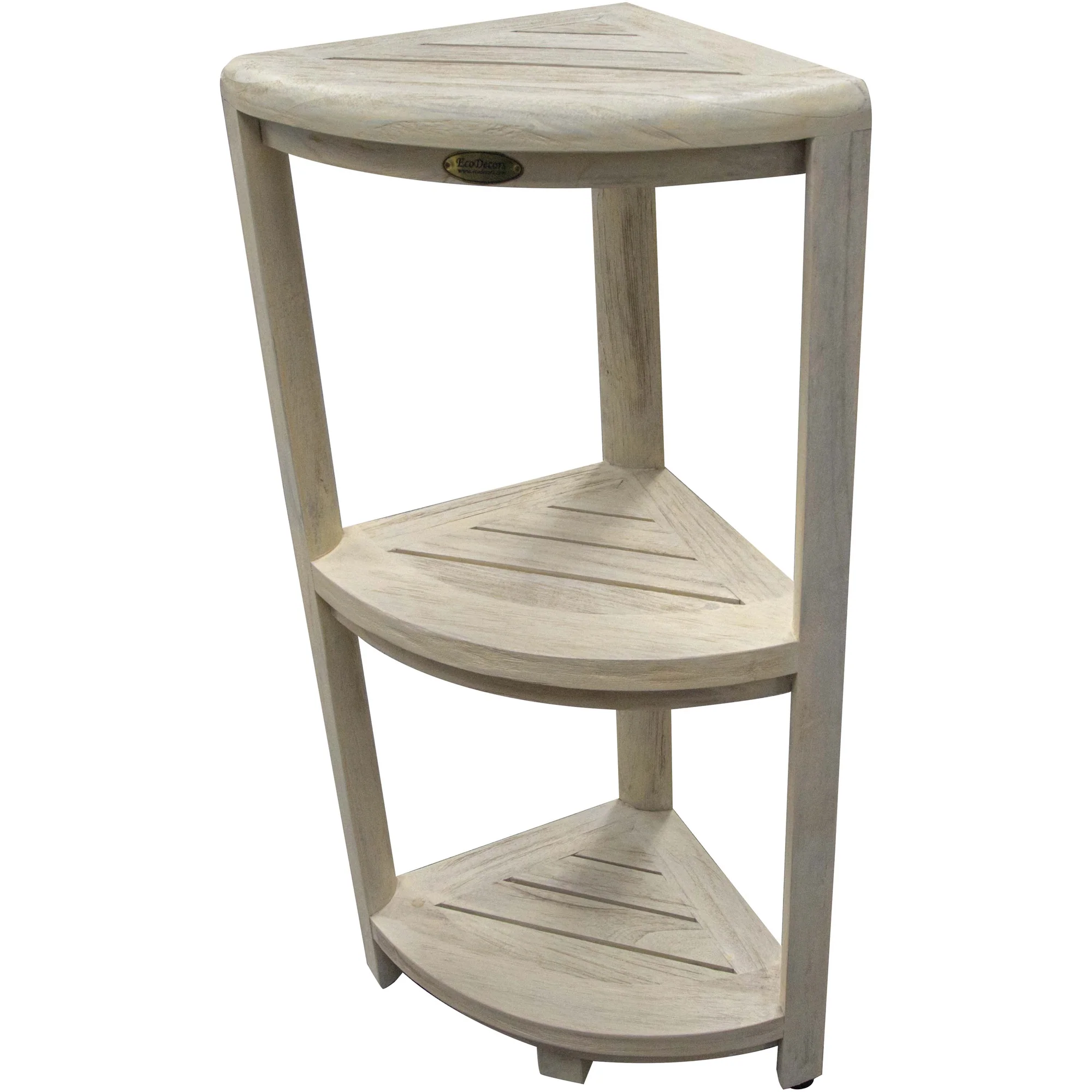 Teak Three Tier Corner Shower Shelf in White Finish By Homeroots - Image 5