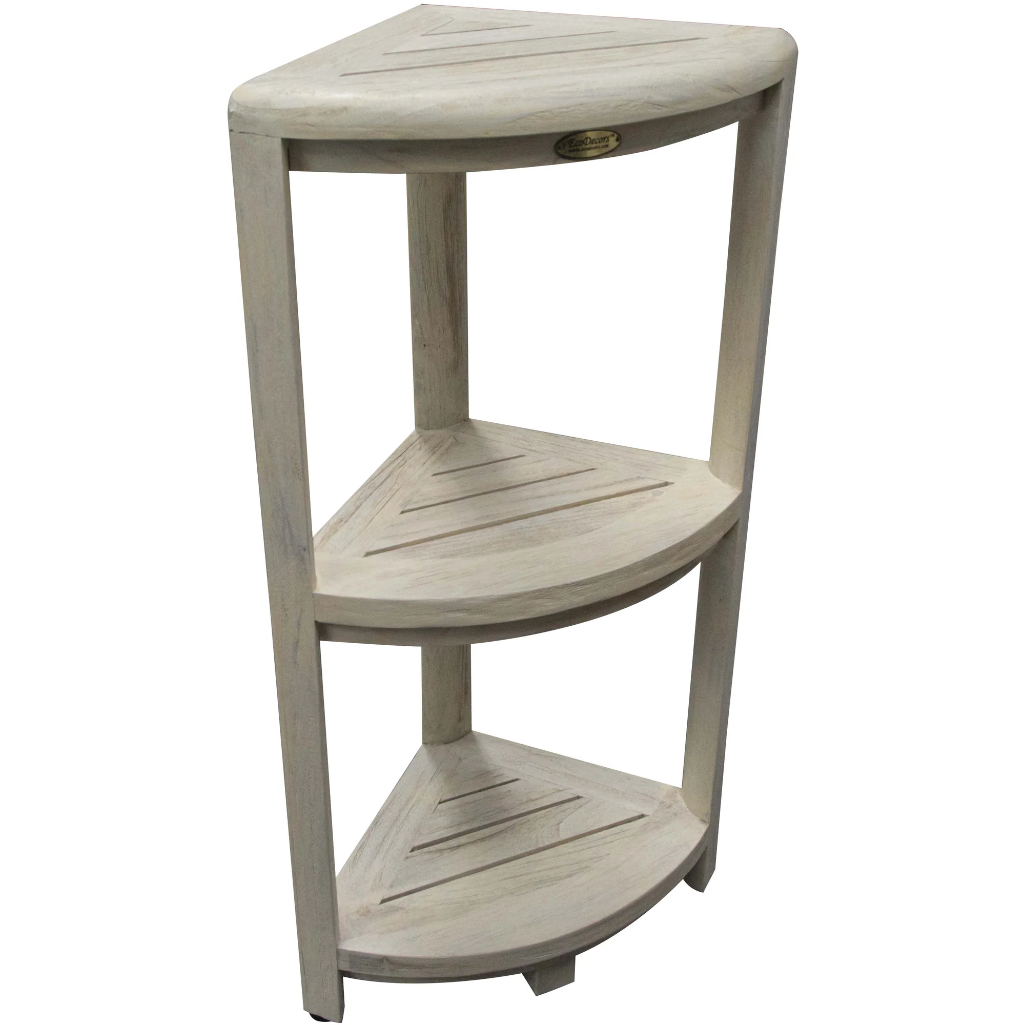 Teak Three Tier Corner Shower Shelf in White Finish By Homeroots - Image 6