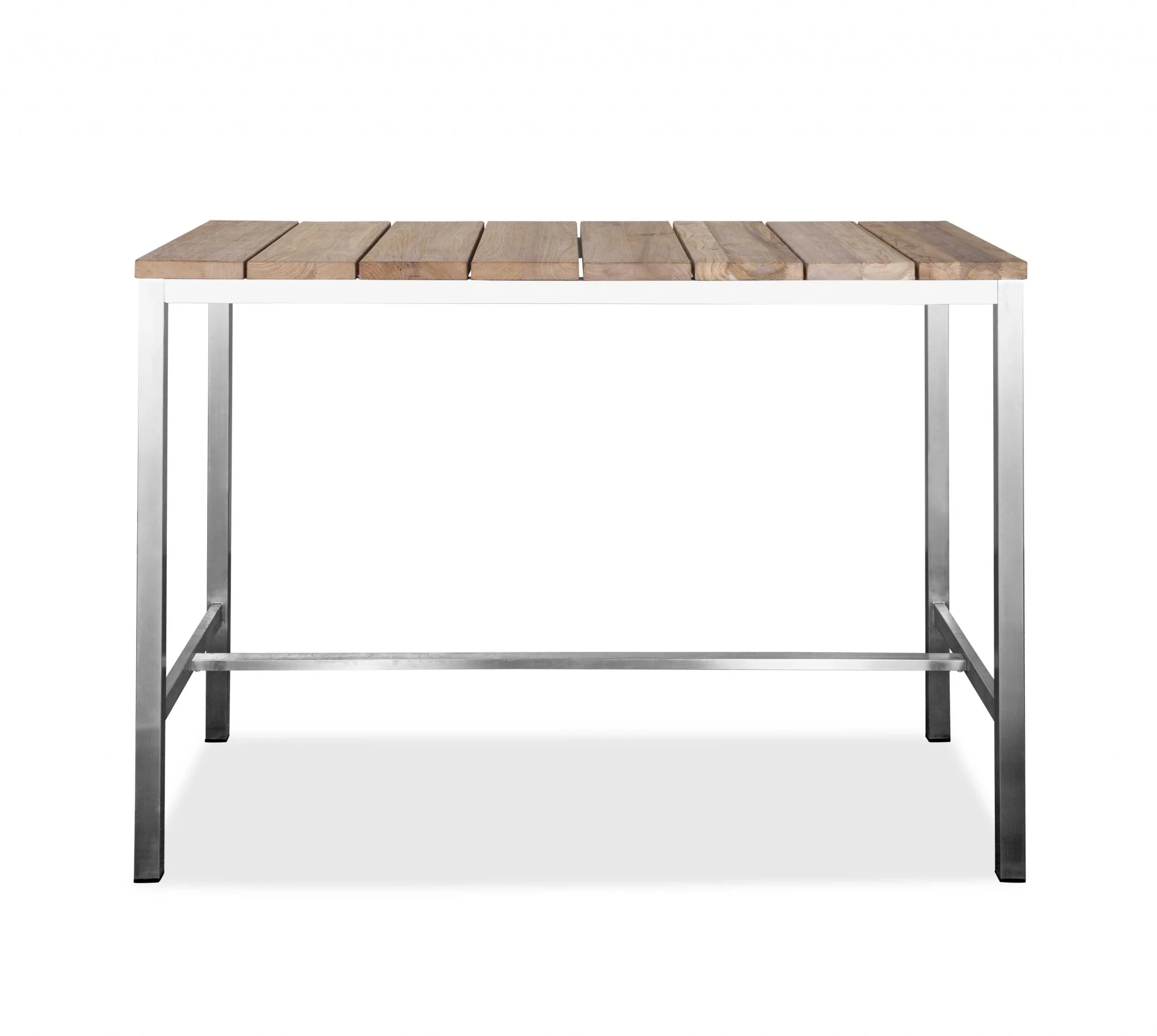 Teak Wood & Stainless Steel Bar Table By Homeroots - Image 2