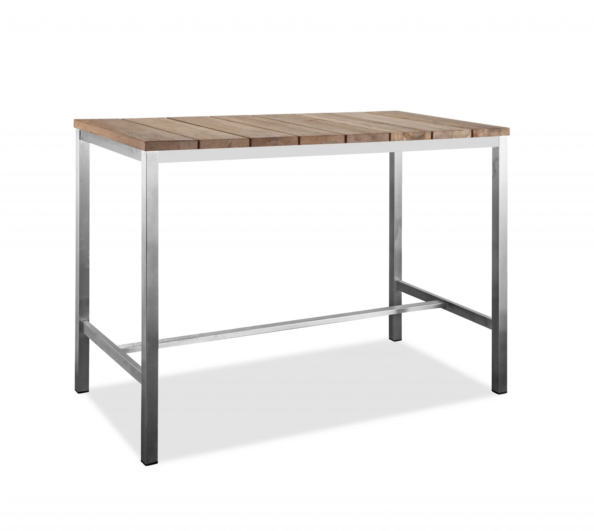 Teak Wood & Stainless Steel Bar Table By Homeroots - Image 3