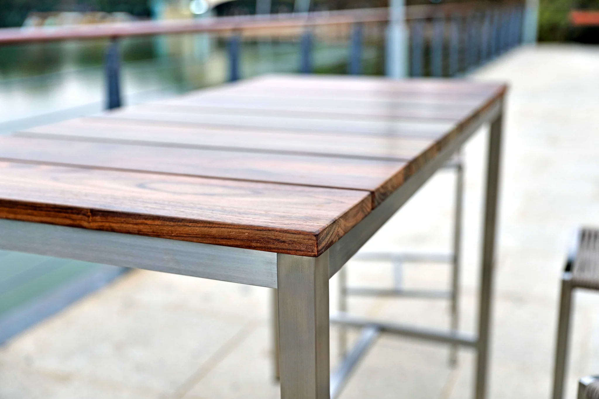 Teak Wood & Stainless Steel Bar Table By Homeroots - Image 5