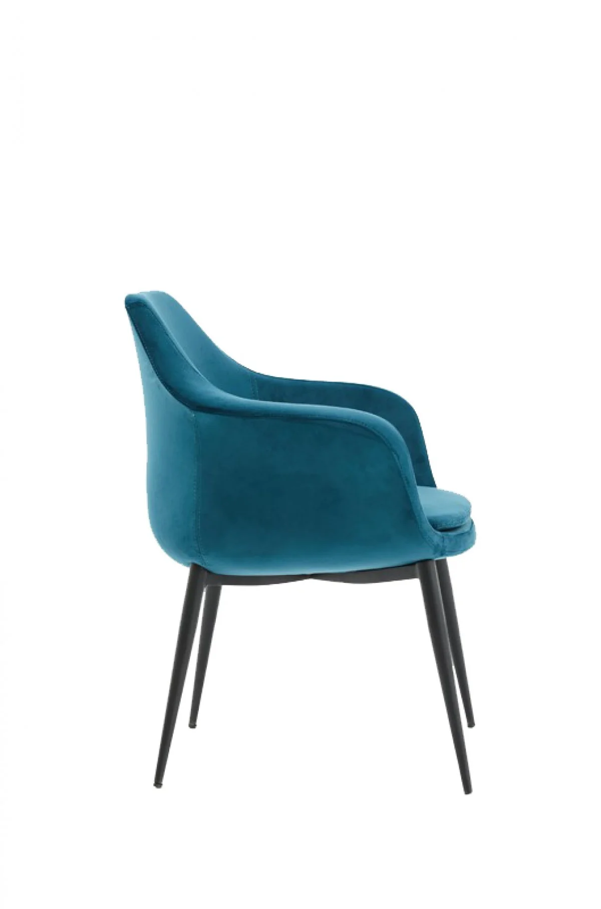 Teal and Black Velvet Dining or Side Chair By Homeroots - Image 3