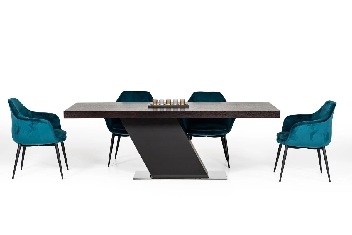Teal and Black Velvet Dining or Side Chair By Homeroots - Image 5
