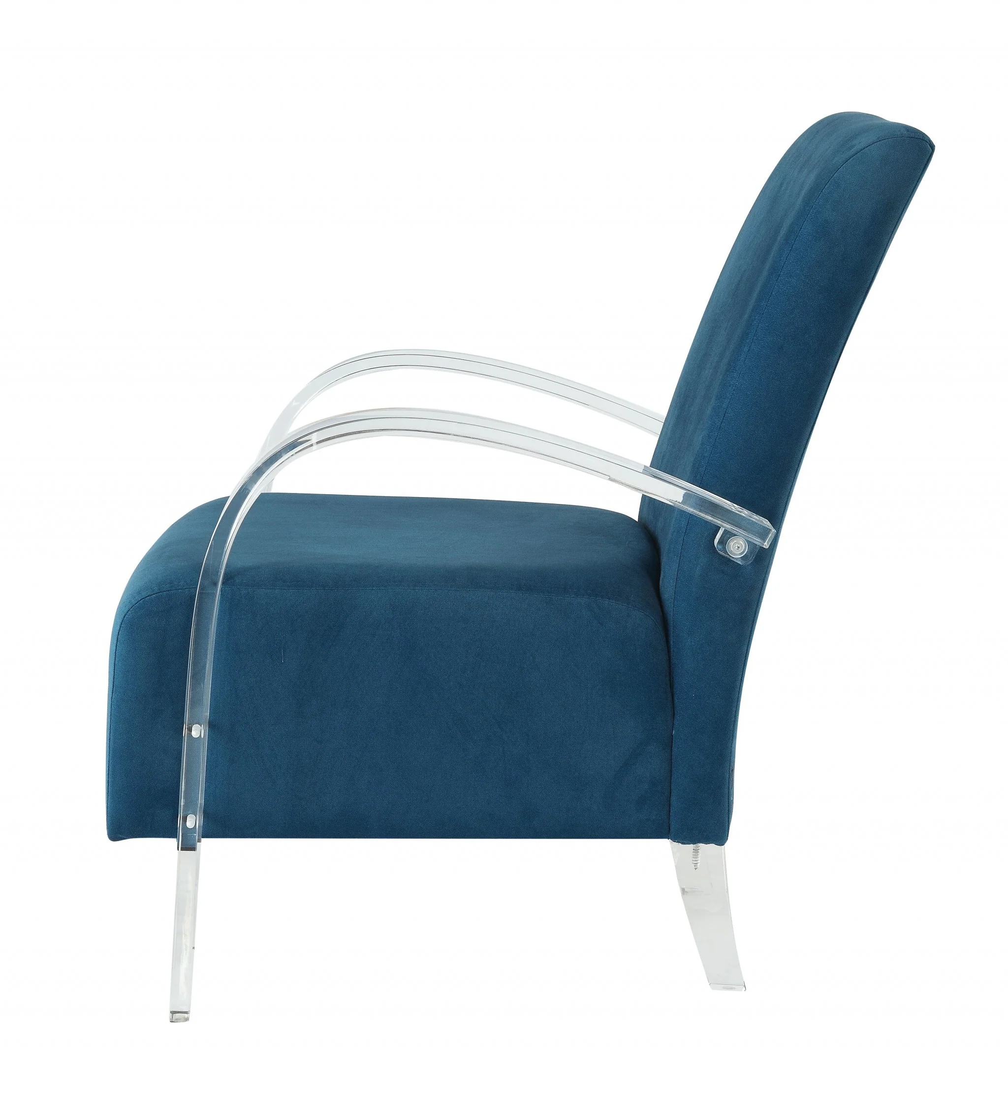 Teal Velvet Clear Arm Accent Chair By Homeroots - Image 3